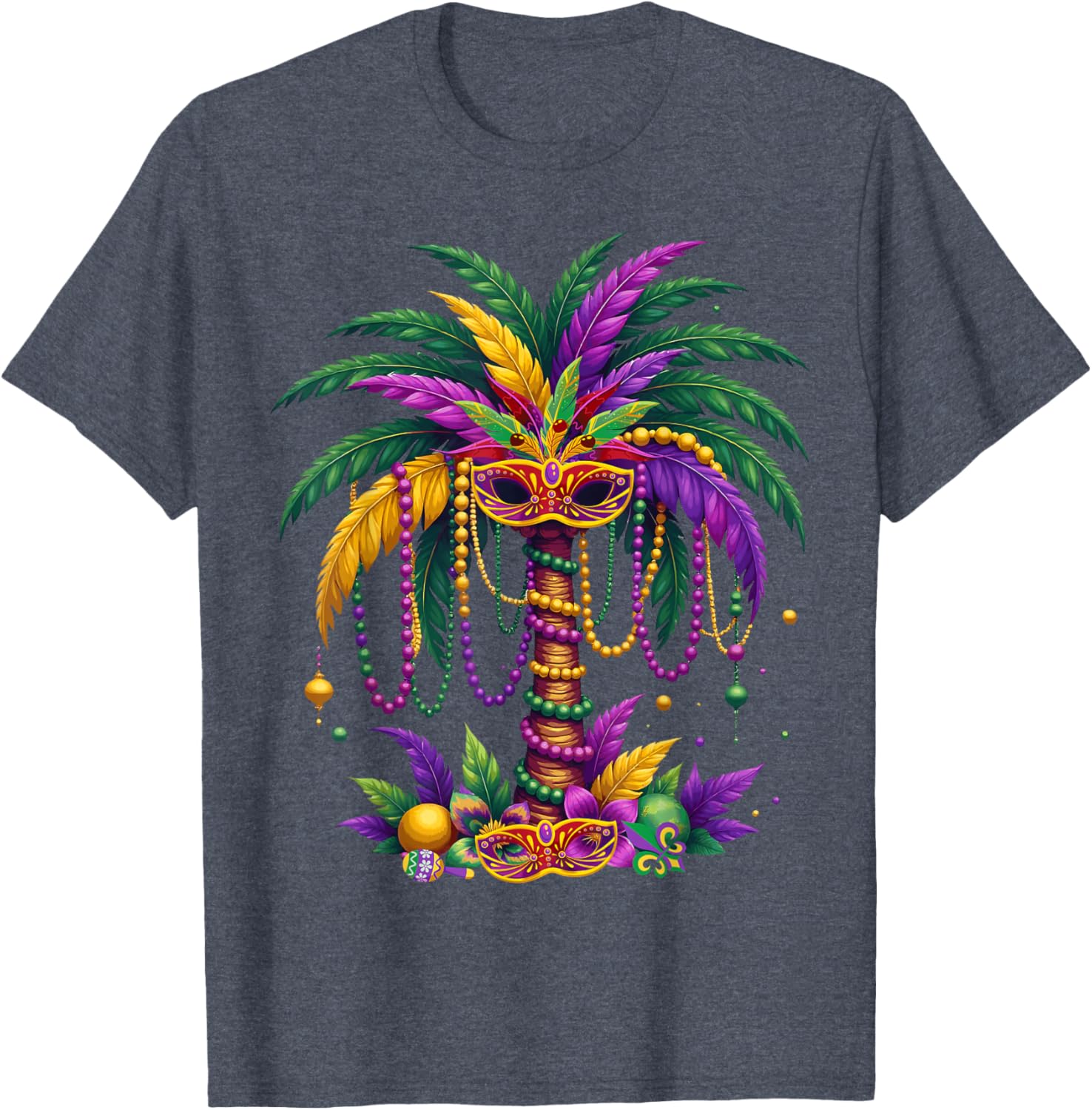 Funny Palm Tree and Beads T-Shirt for Mardi Gras Tropical Parties - 22