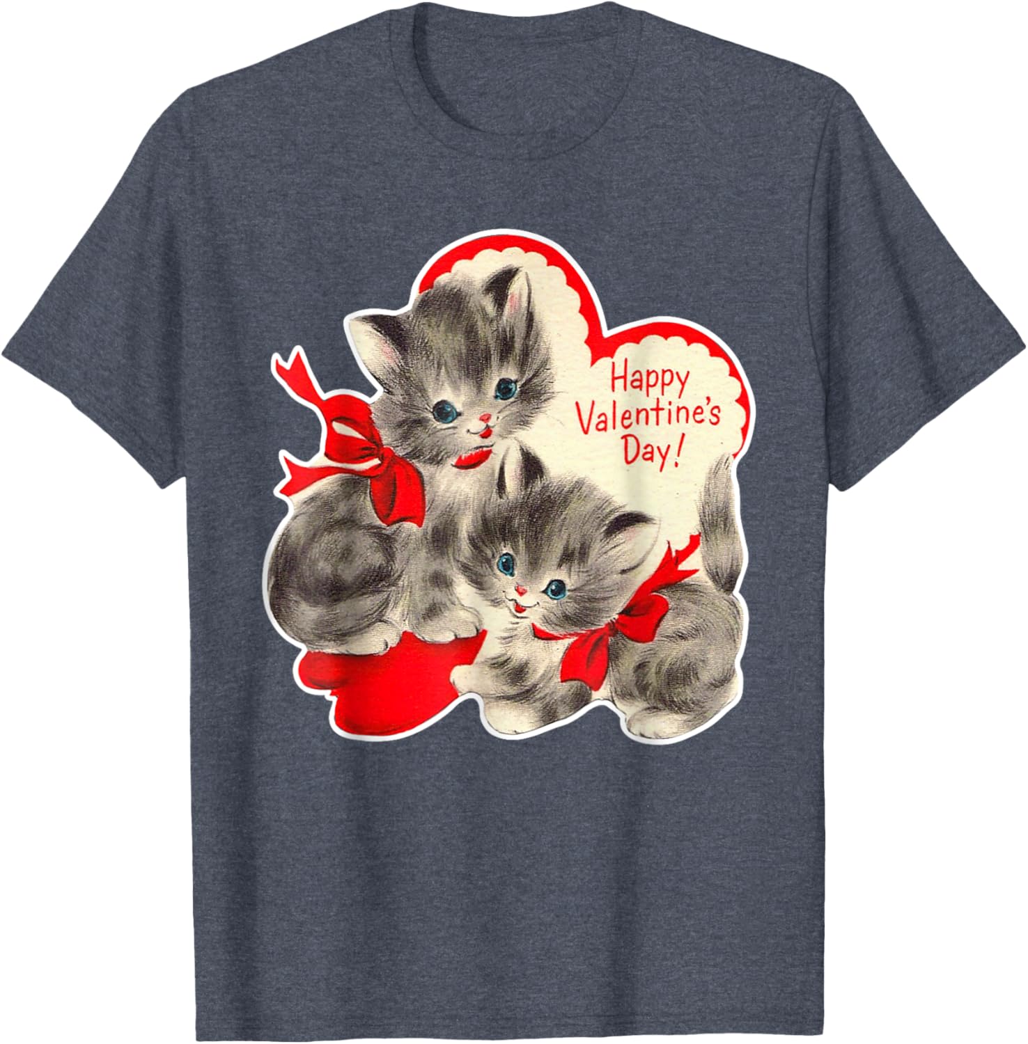 Vintage Valentine's Day Cat T-Shirt Retro Kitten Love Top for Pet Lovers - 8