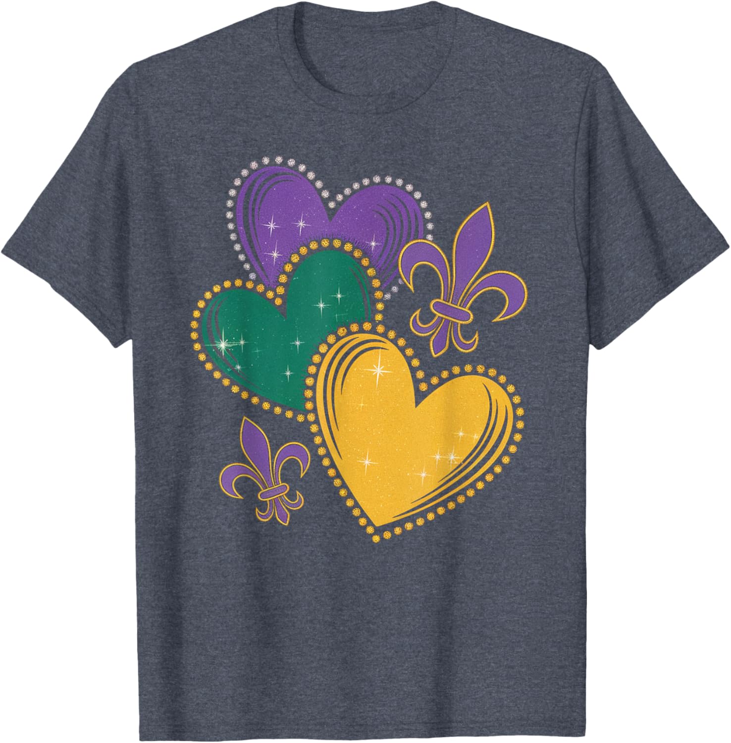 Mardi Gras Hearts T-Shirt for Women Girls and Kids - Fun Festive Apparel - 14