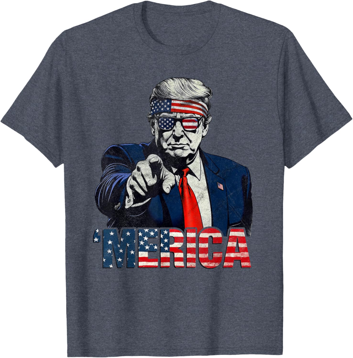 Happy 4th of July Merica Trump American Flag T-Shirt for Celebrations - 12