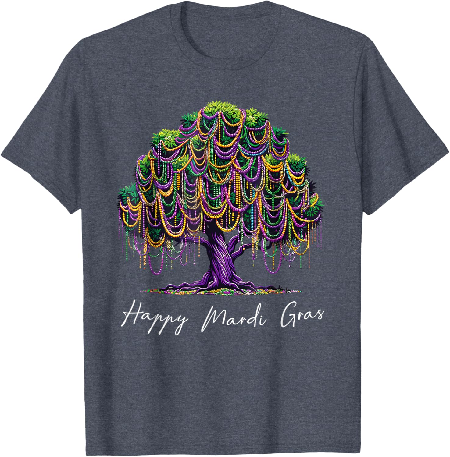 Mardi Gras Tree Beads T-Shirt for Men, Women, and Kids – Fat Tuesday Fun - 1
