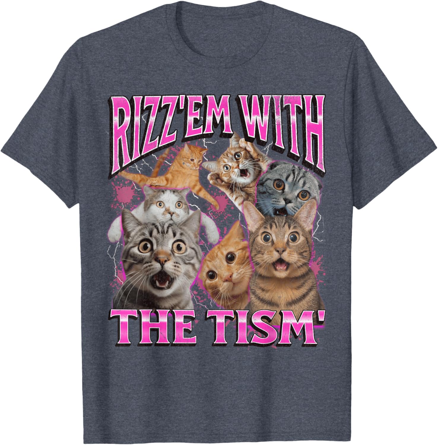 Funny Rizz Em With The Tism Cat Meme Vintage 90s T-Shirt for Men and Women - 27