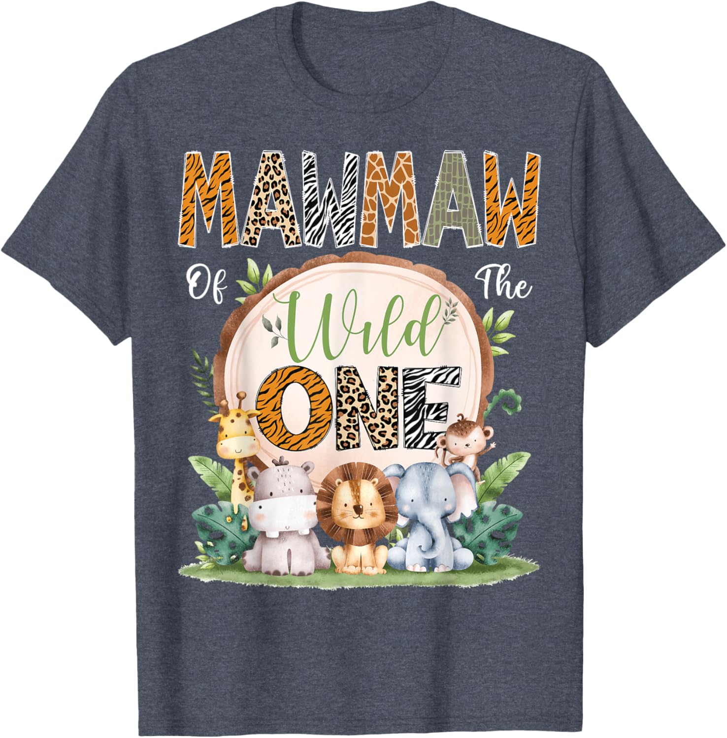 Mawmaw Of The Wild One 1st Birthday Safari Jungle T-Shirt for Kids - 1