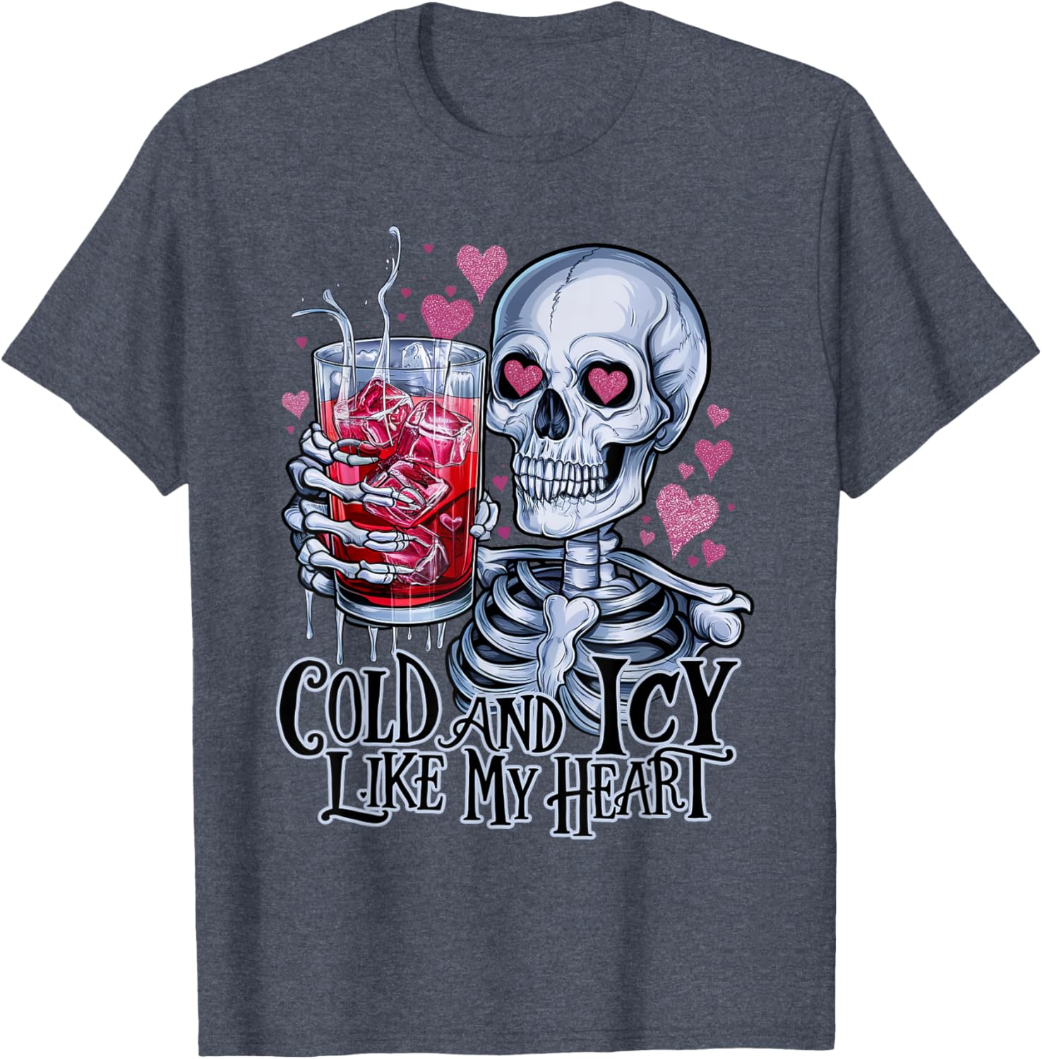 Funny Skeleton T-Shirt - Cold and Icy Like My Heart Anti-Valentine Tee - 12
