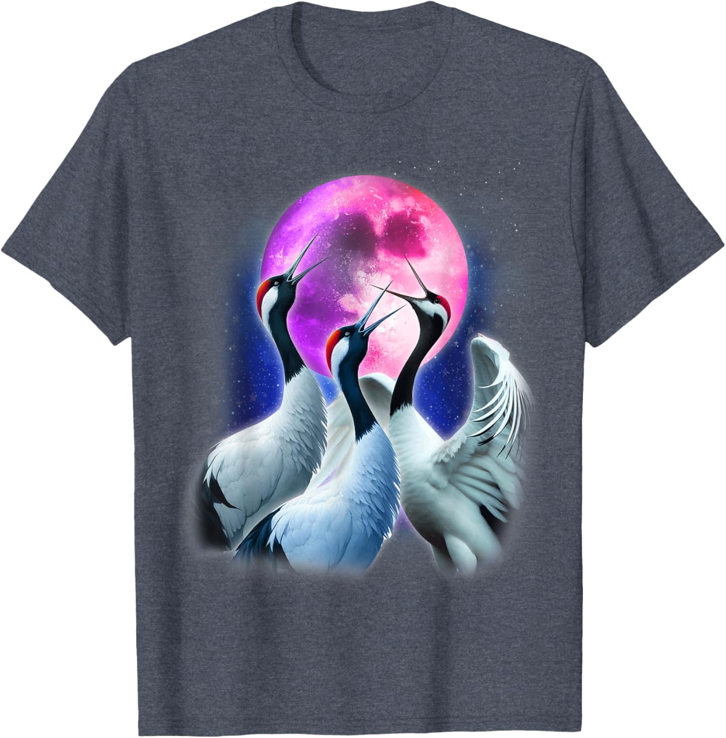 Funny Whooping Crane Howling at the Moon T-Shirt for Bird Lovers - 26