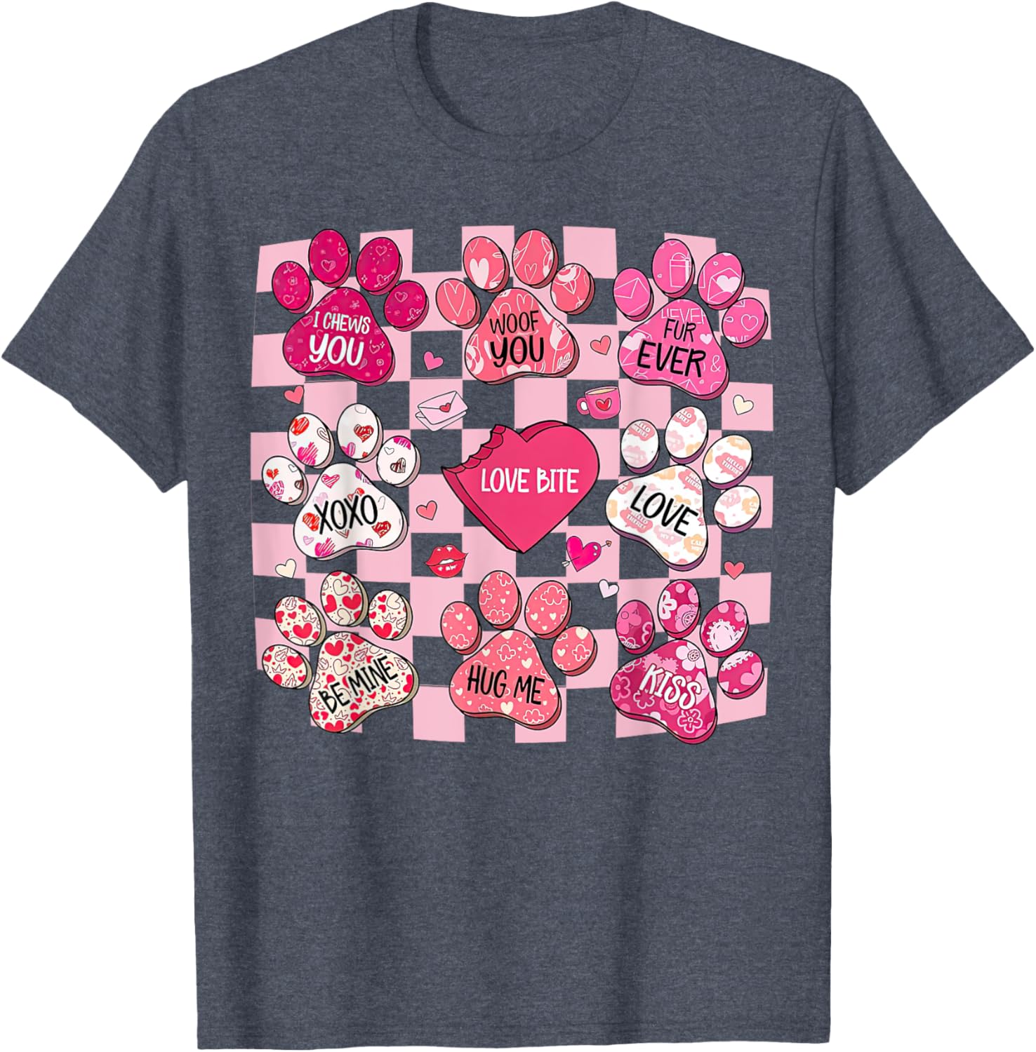 Cute Dog Paw Heart T-Shirt for Valentine's Day - Perfect Gift for Dog Lovers - 16