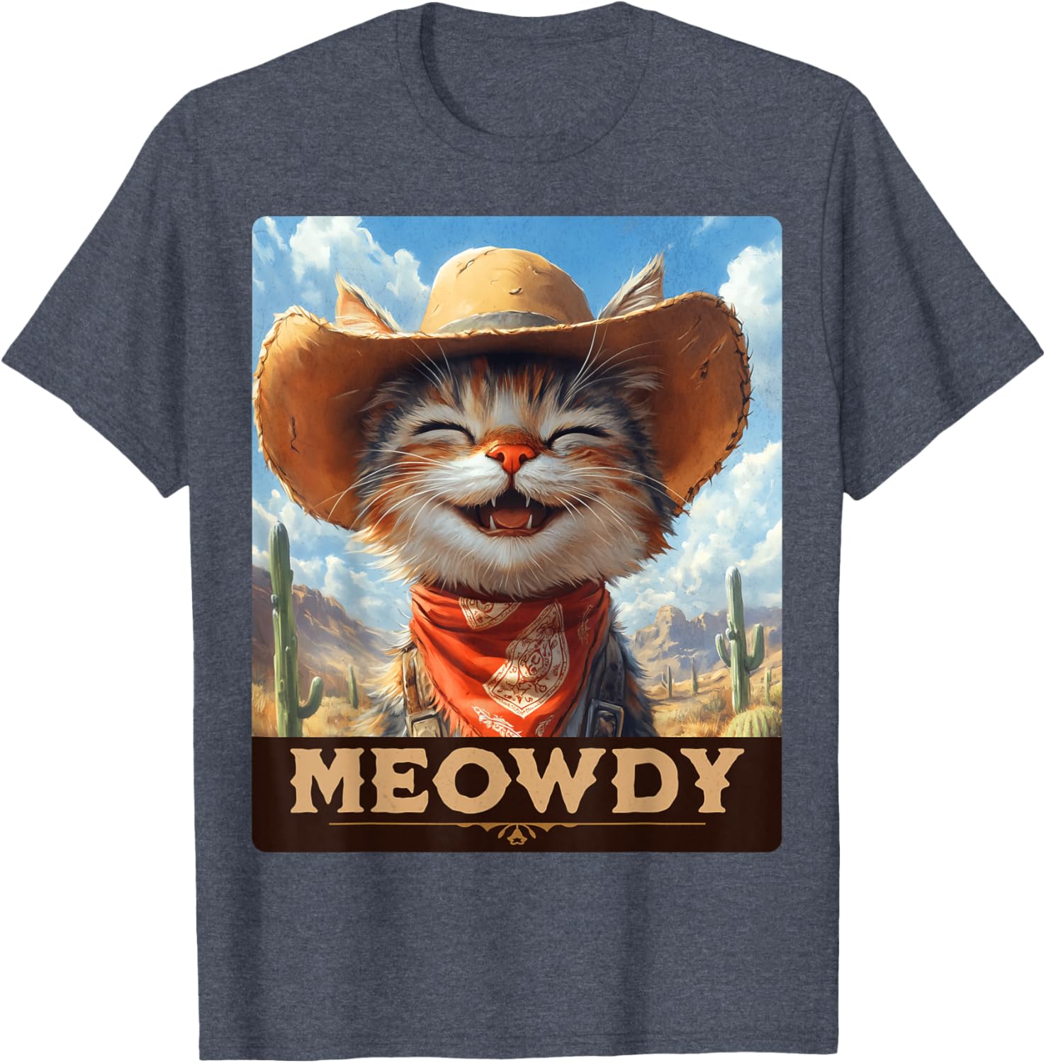 Meowdy Cowboy Cat T-Shirt - Wild West Feline Fun for Cat Lovers - 28