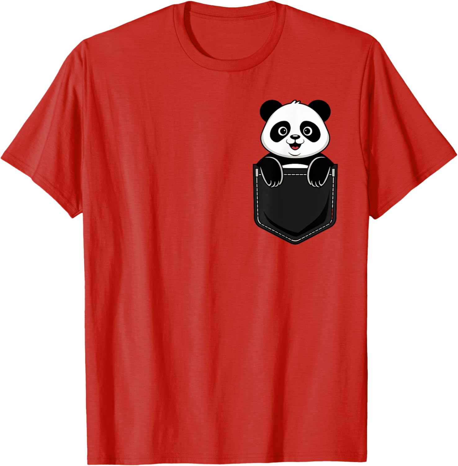 Cute Funny Panda T-Shirt for Men and Women Pocket Animal Design - 7