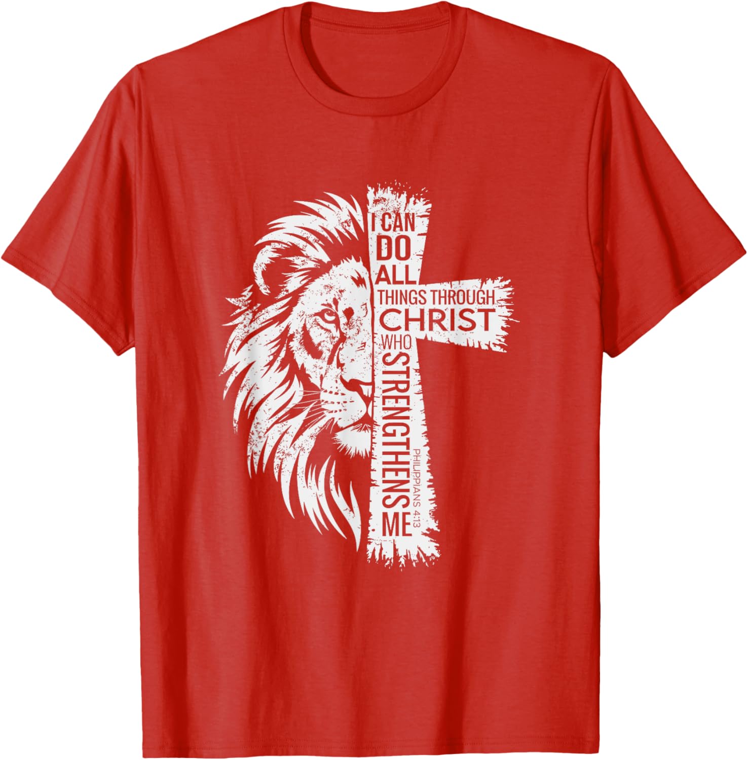 Lion of Judah and Cross Shirt with Philippians 4:13 Inspirational Tee - 3