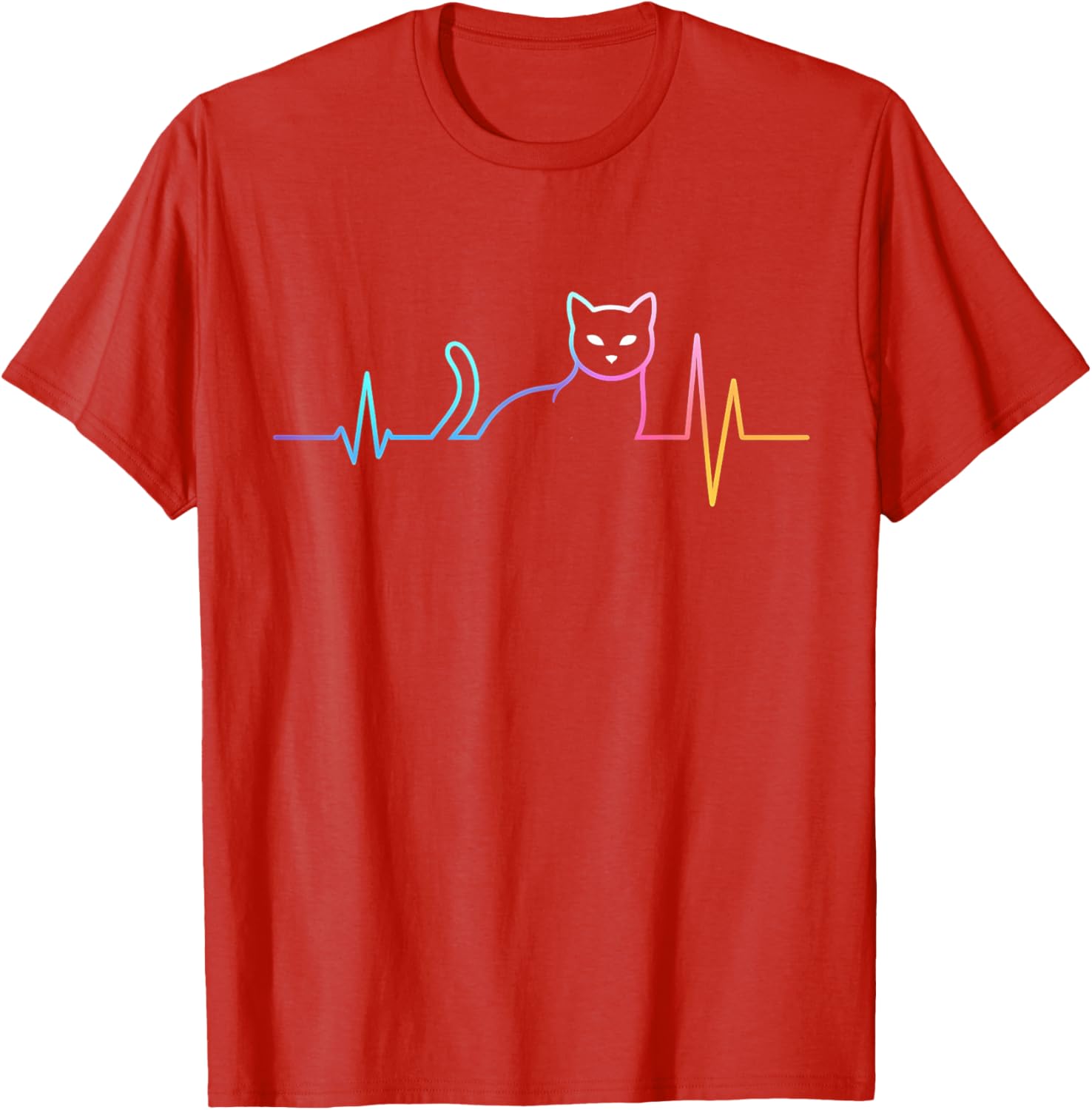 Colorful Heartbeat Cat T-Shirt for Funny Cat Lovers - Gifts for All Ages - 7