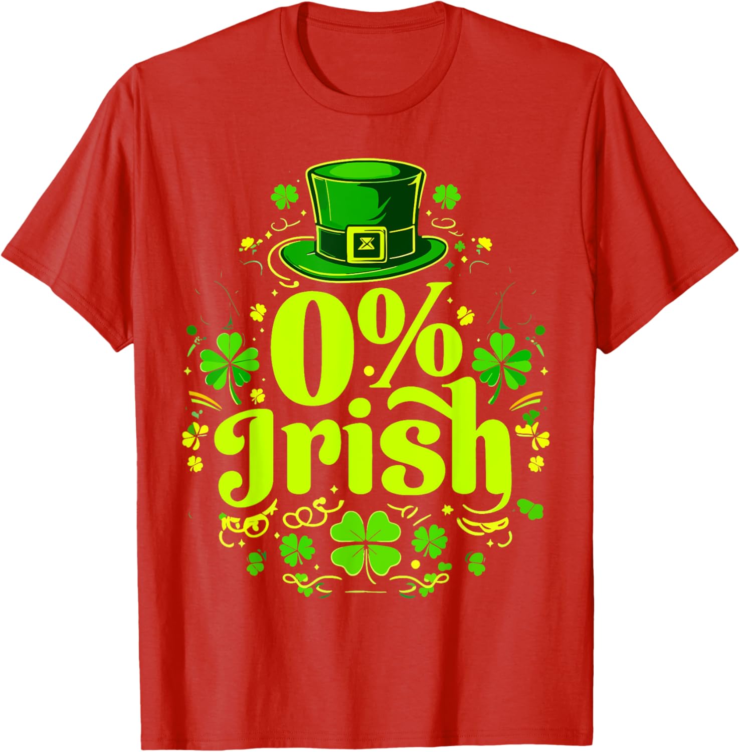 Funny 0% Irish St. Patrick's Day Zero Percent Graphic T-Shirt for Fun - 7