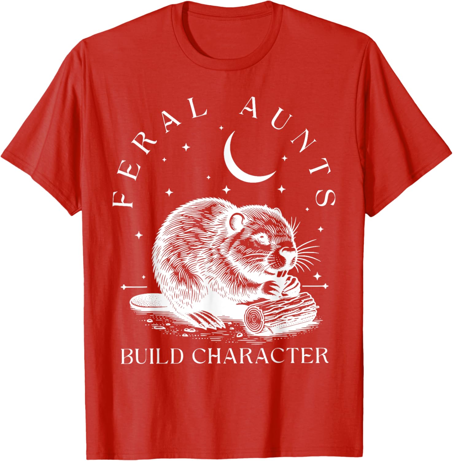 Funny Retro Aunt T-Shirt with Cute Beaver Design – Build Character Style - 8