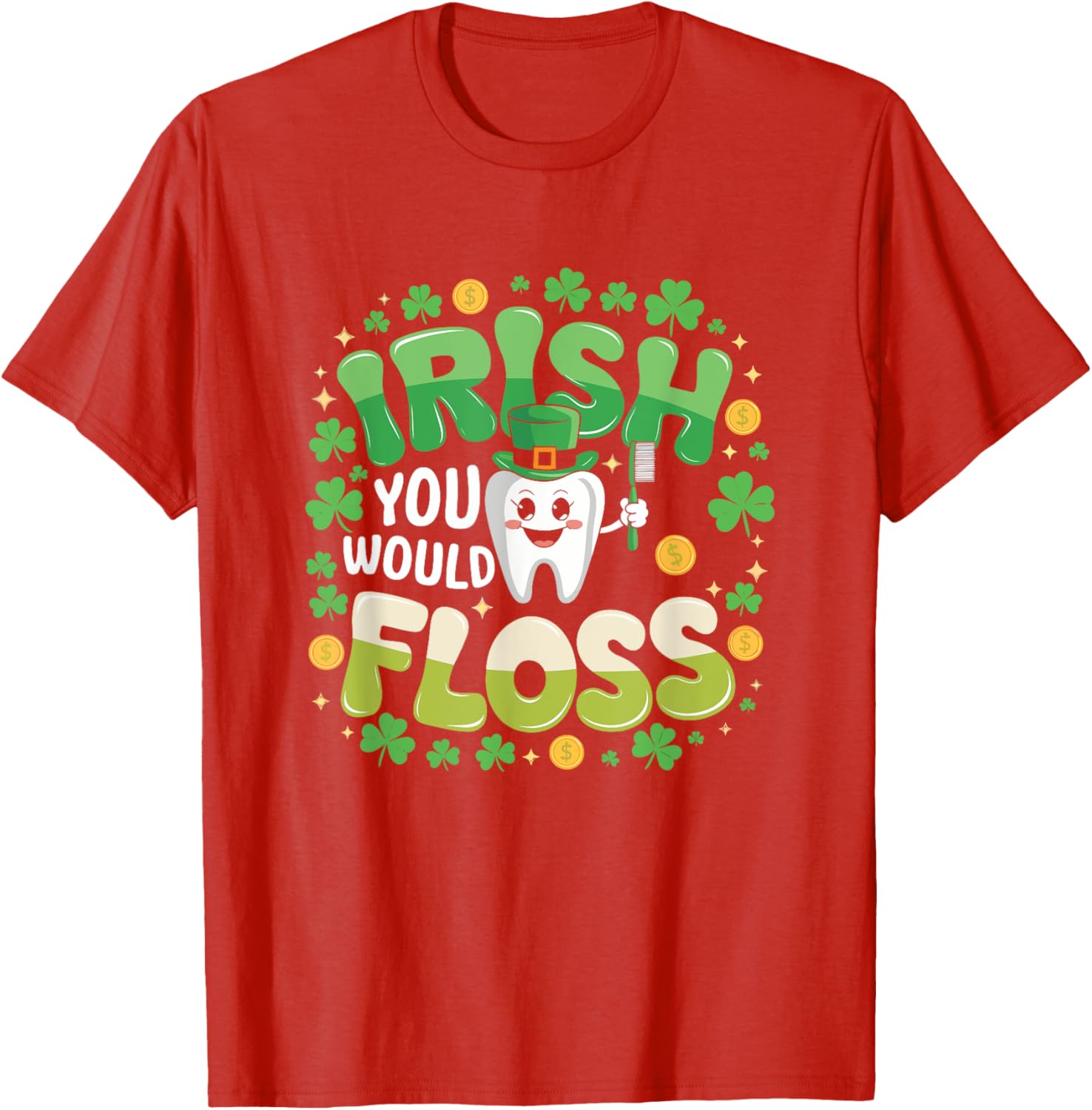 Retro Irish St Patrick's Day Flossing Dentist T-Shirt for Fun Celebrations - 3
