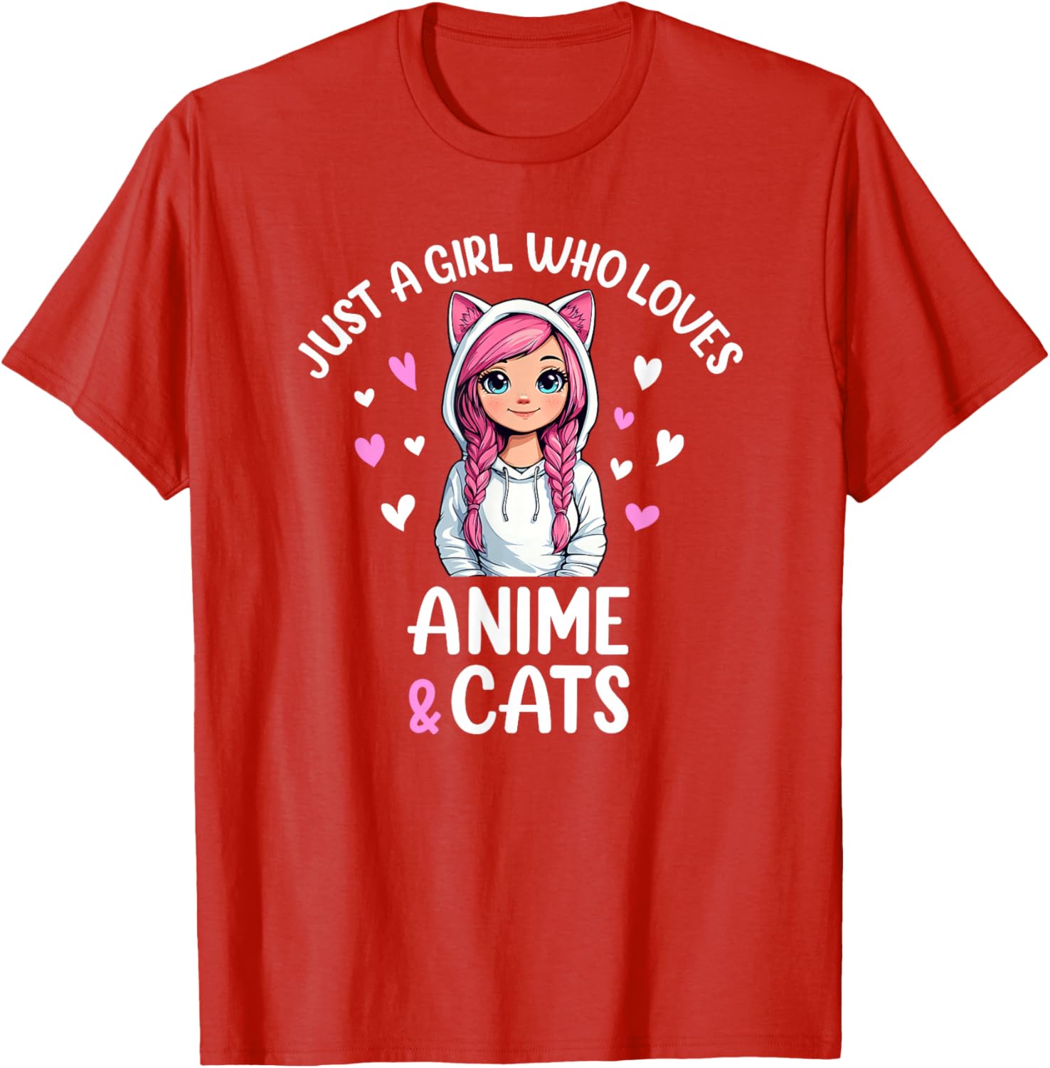 Just A Girl Who Loves Anime and Cats T-Shirt for Cat and Anime Fans - 4