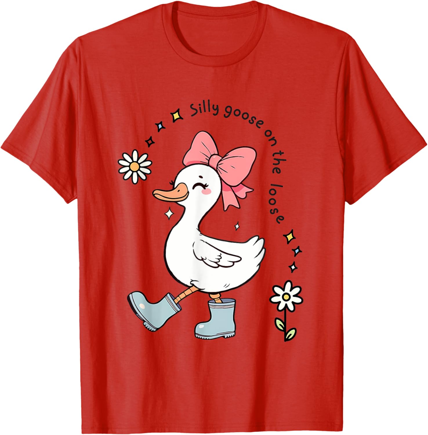 Funny Silly Goose On The Loose Kids T-Shirt for Girls - Adorable Design - 22