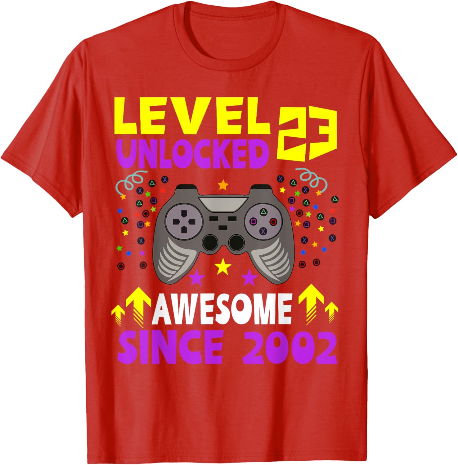 Level 23 Unlocked 23rd Birthday Gaming T-Shirt for Gamers Since 2002 - 15