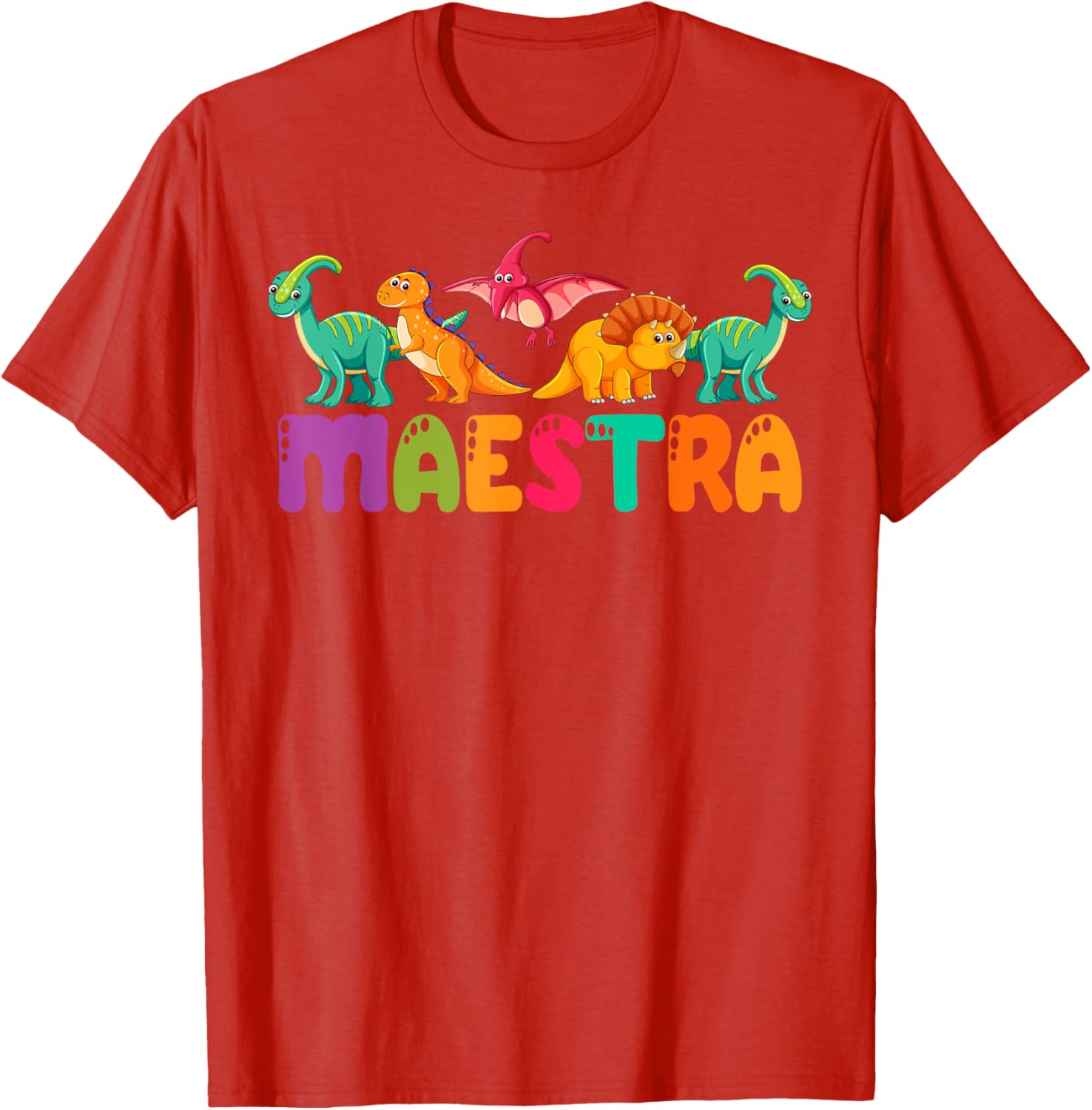 Cute Dinosaurs Bilingual Teacher T-Shirt for Maestra Spanish Teachers - 18
