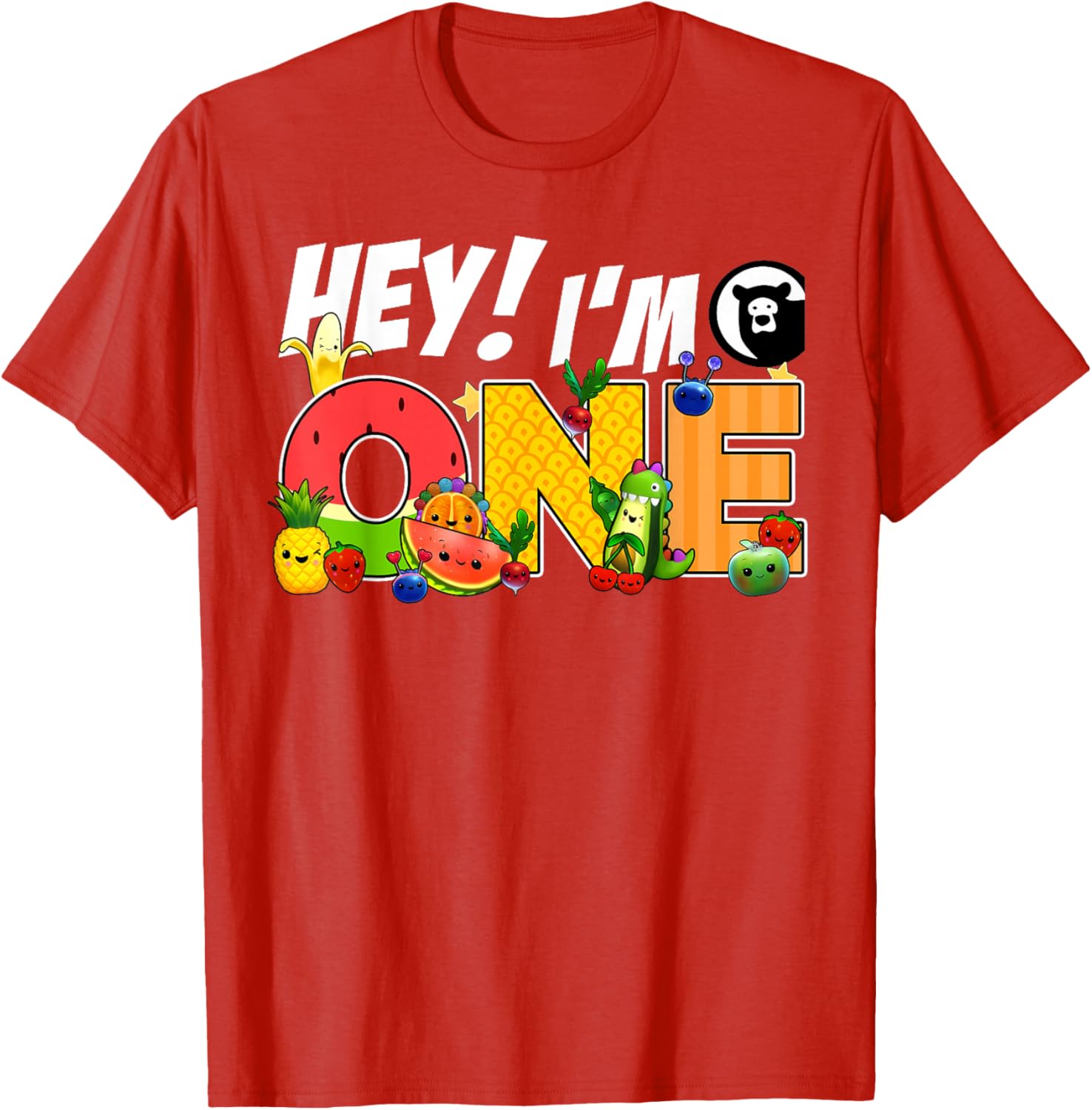 Funny Hey I'm One Birthday Boy T-Shirt for Kids with Cute Fruit Design - 26