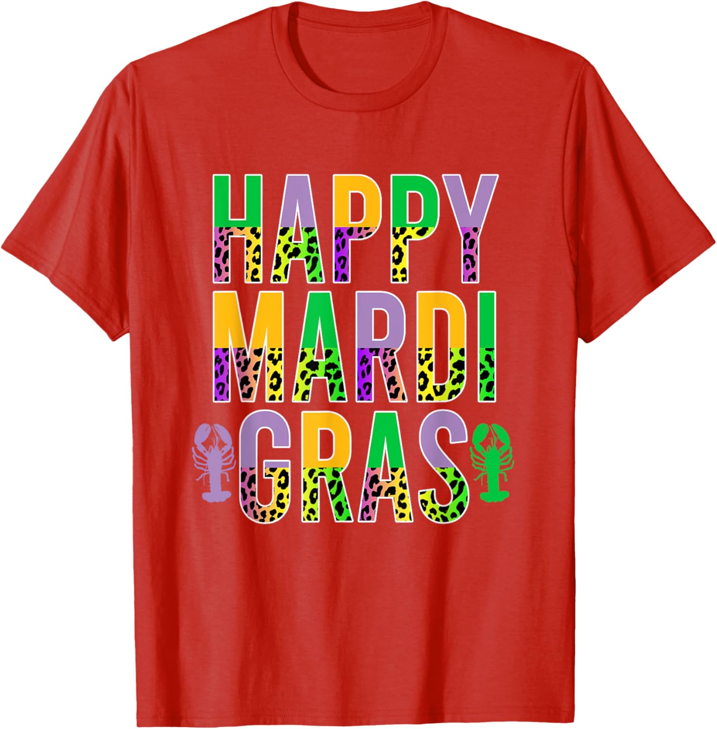 Happy Mardi Gras Leopard Print Crawfish T-Shirt for Men Women Kids - 6