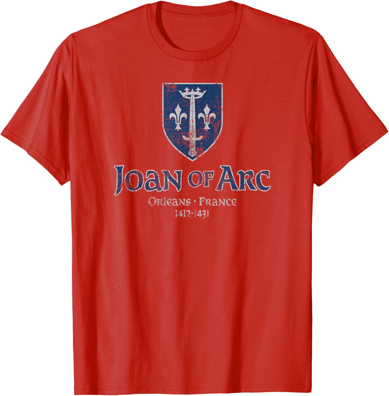 Distressed Joan of Arc Crest Orleans T-Shirt for History Lovers - 10