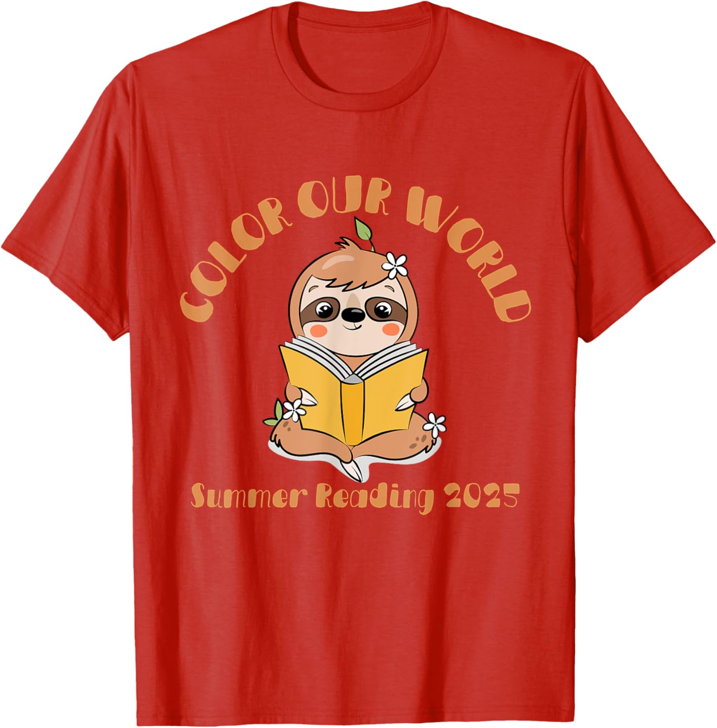 Color Our World 2025 Summer Reading Program Sloth T-Shirt for Kids - 8
