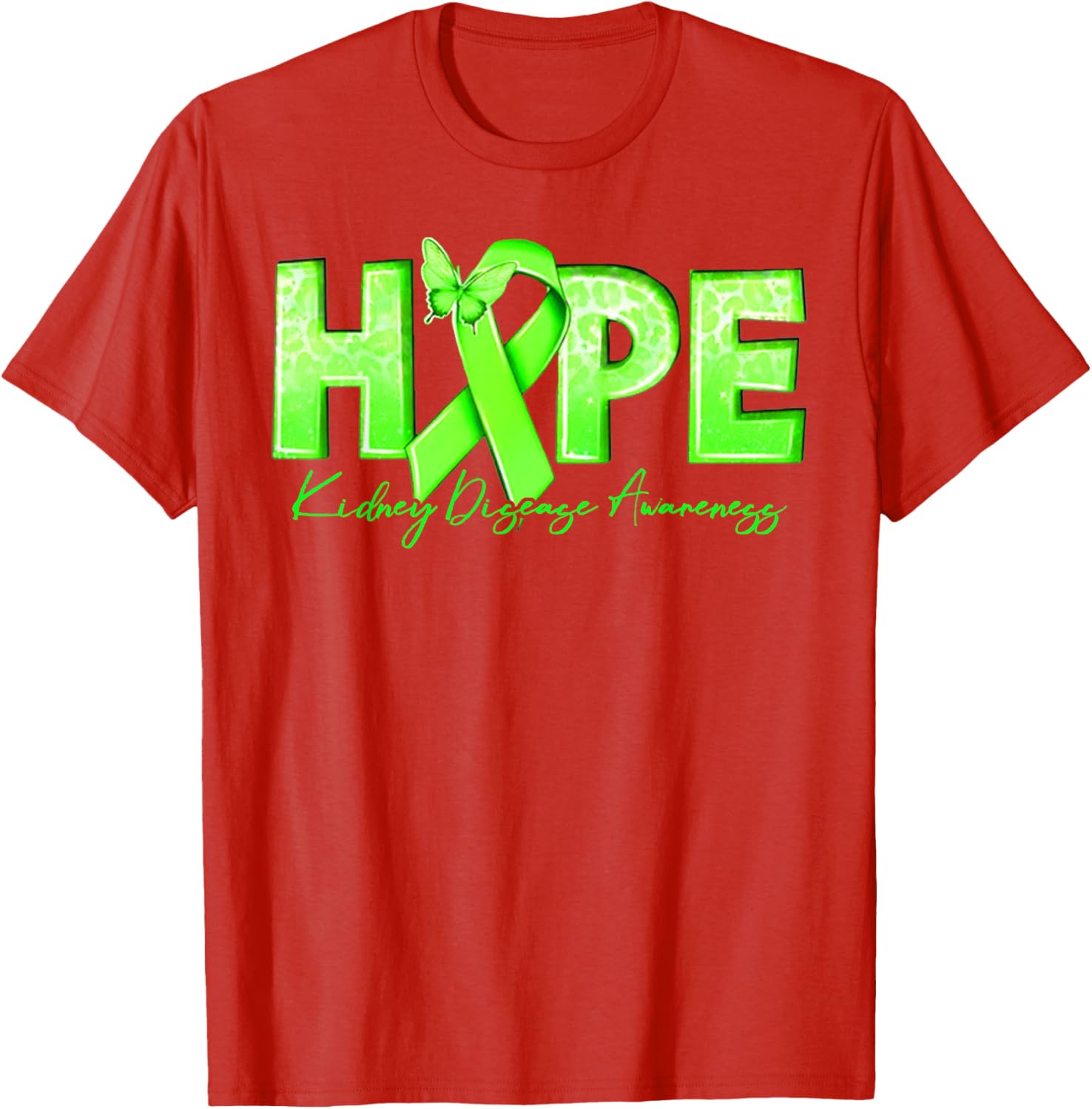 Hope Kidney Disease Awareness Green Ribbon T-Shirt for Renal Health Support - 18