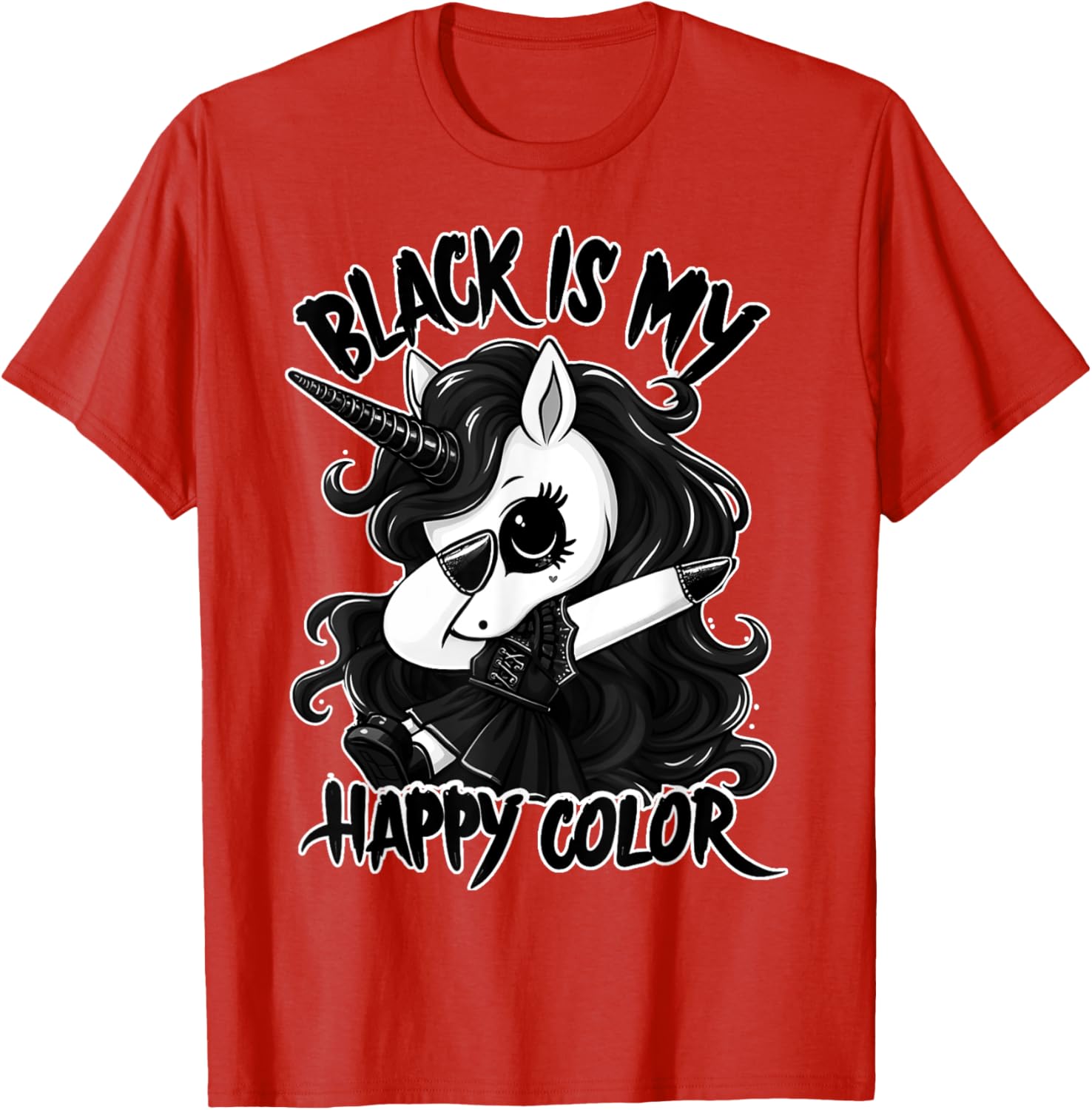 Gothic Unicorn Dabbing T-Shirt - Black is My Lucky Color Tee - 5