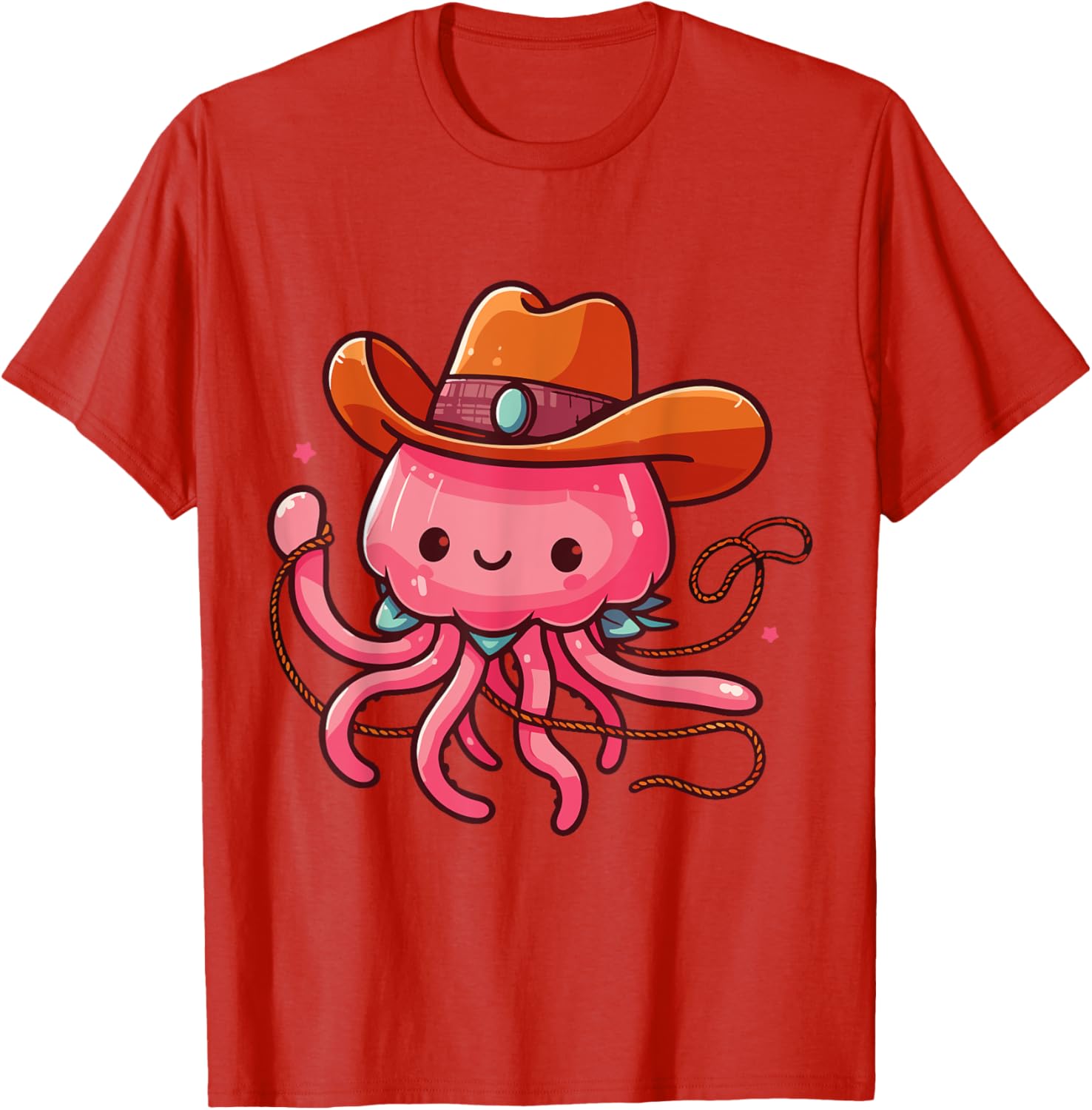 Western Rodeo Cowboy Hat and Jellyfish Texas Animals T-Shirt for Men - 15