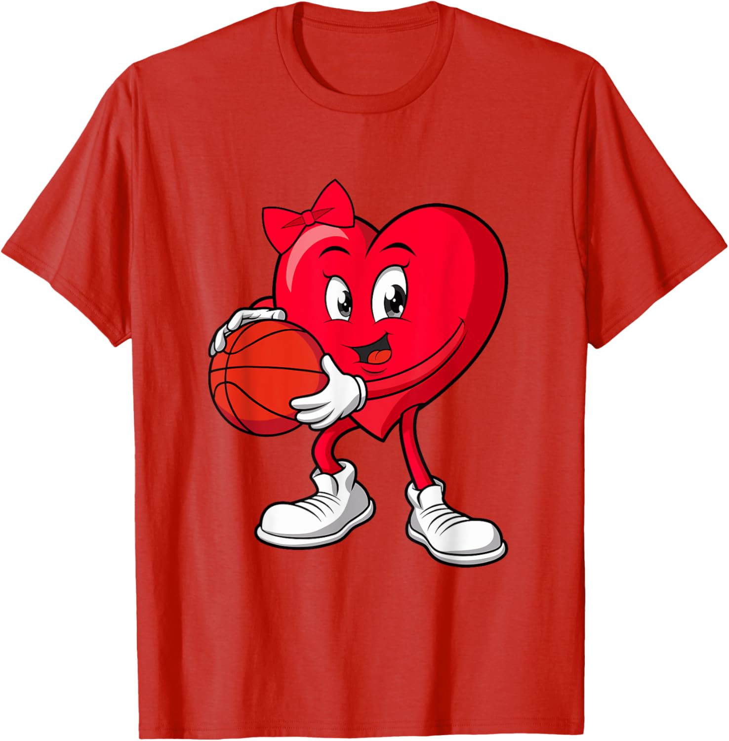 Cute Red Heart Basketball T-Shirt for Girls Perfect for Valentine's Day - 3