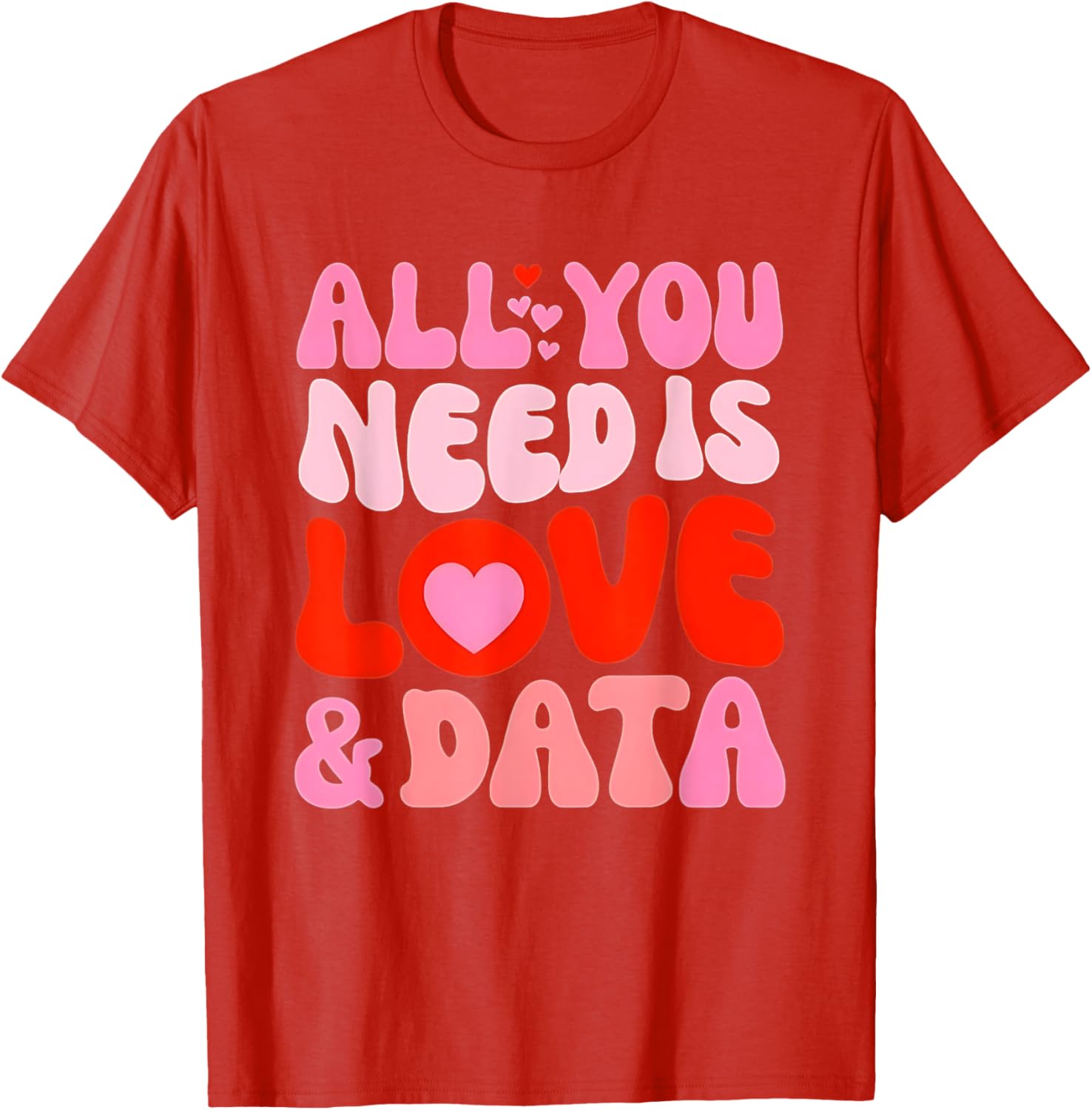 Retro Love and Data Teacher Valentine's Day T-Shirt for Educators - 4