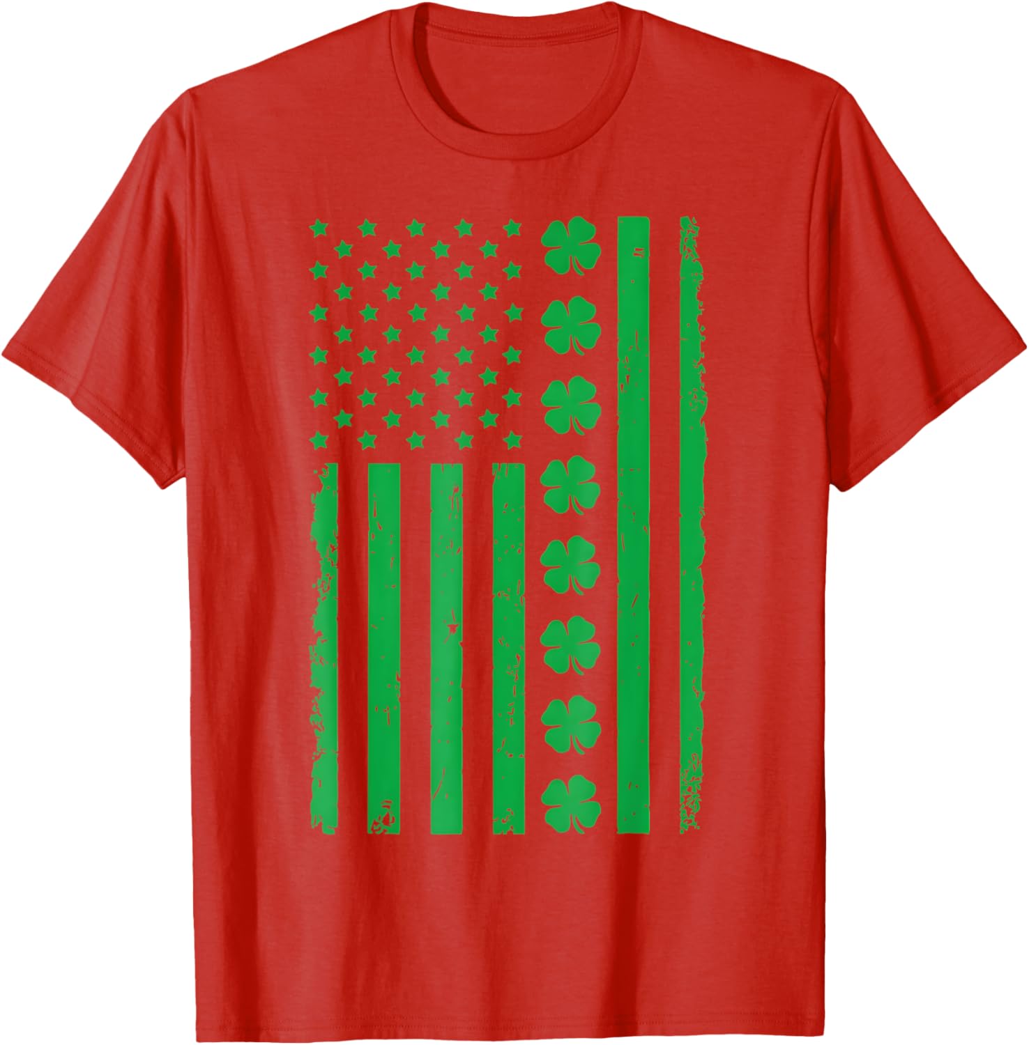 Stunning US American Flag T-Shirt with Shamrocks for St. Patrick's Day - 18