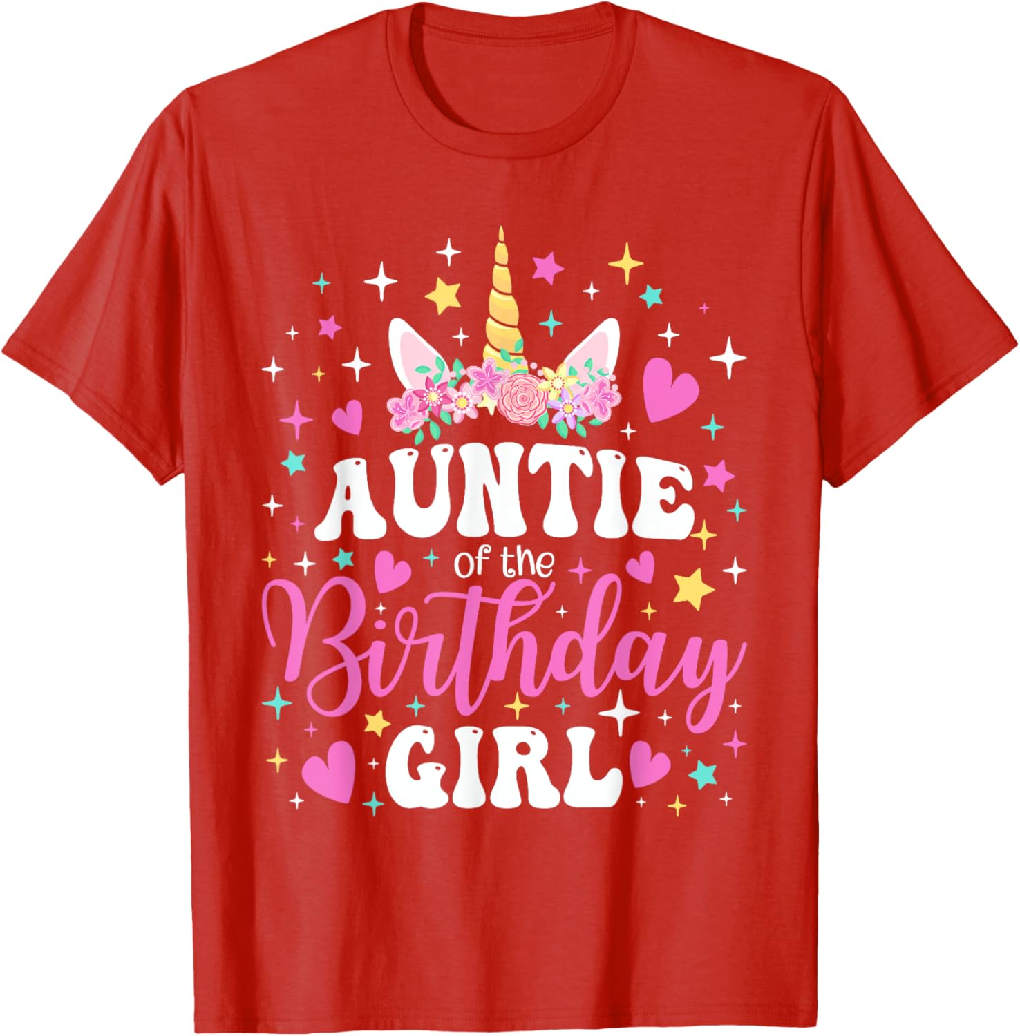 Unicorn Auntie Birthday Matching T-Shirt for Family Celebration Fun - 3