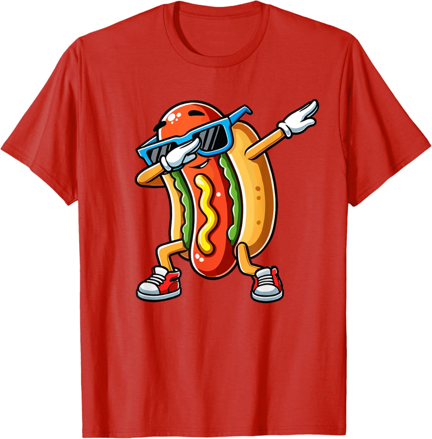 Funny Dabbing Hotdog Sunglasses T-Shirt for Kids Who Love Dogs and Hotdogs - 17
