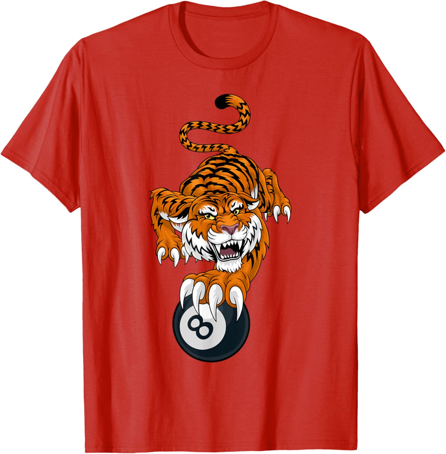 Tiger Angry Pool 8 Ball Billiards Cartoon Character T-Shirt for Fun Style - 22