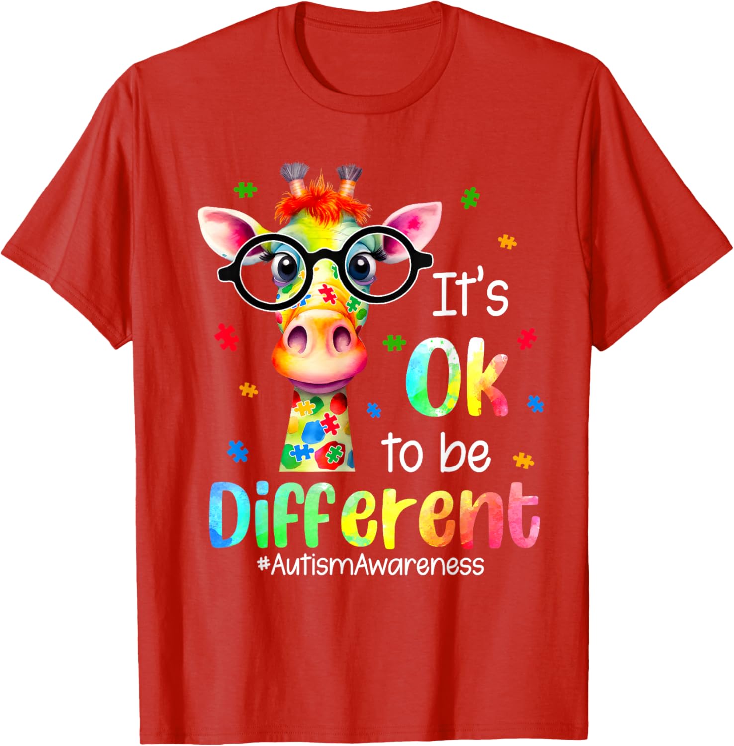 Cute Giraffe Autism Awareness T-Shirt It's Okay to Be Different - 10