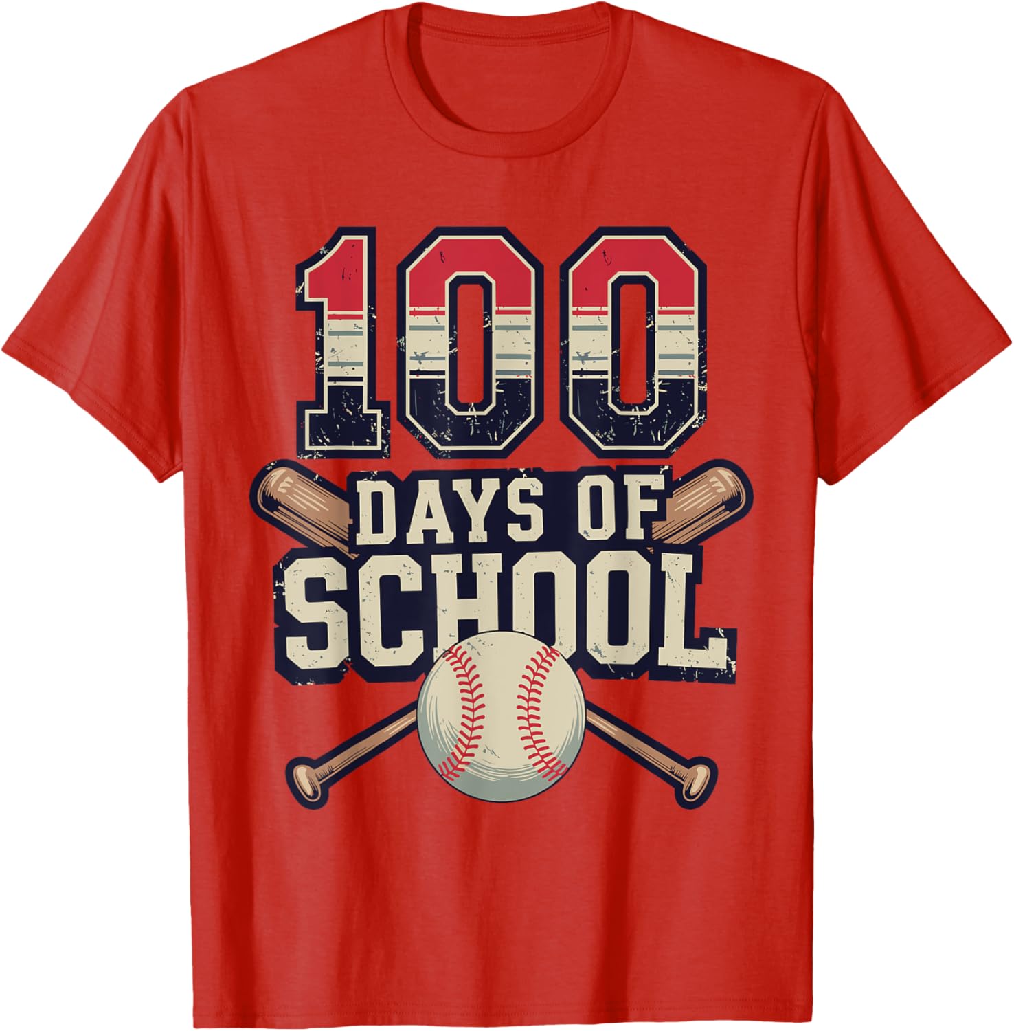 Vintage Baseball Theme 100 Days of School Celebration T-Shirt for Kids - 11