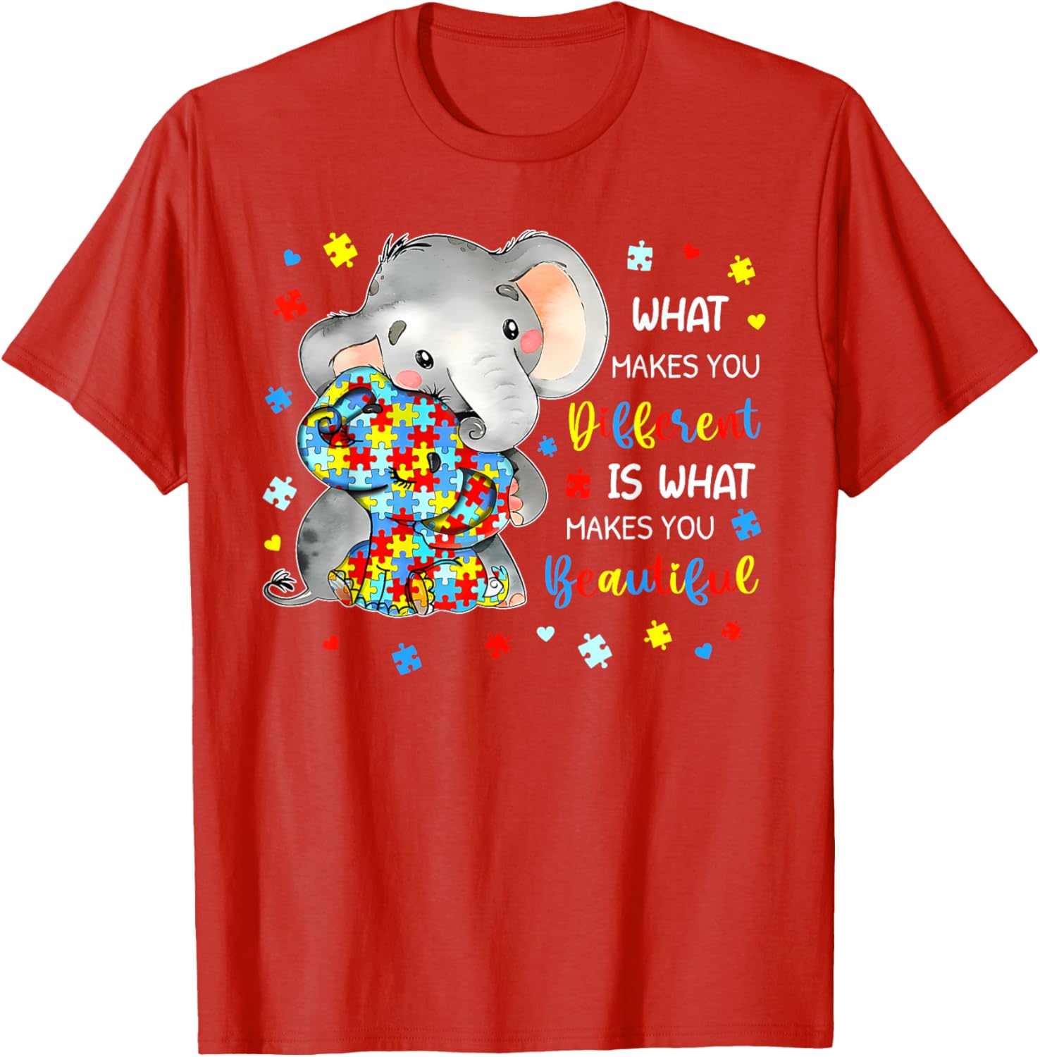Unique Autism Awareness Elephant T-Shirt Celebrating Individuality and Beauty - 10