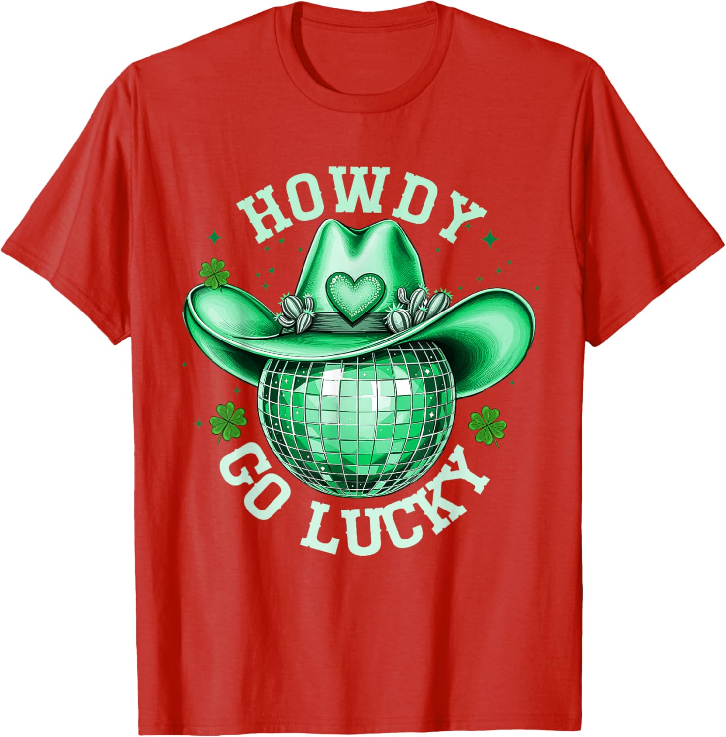 Howdy Go Lucky Disco Western Irish Shamrock T-Shirt for St. Patrick's Day - 16