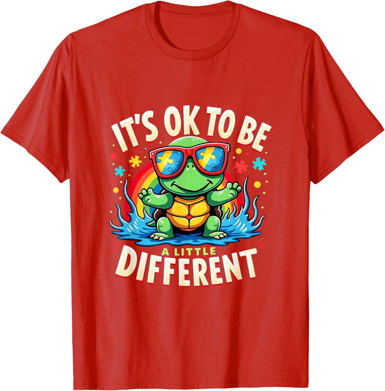 Cute Turtle Autism Awareness T-Shirt It's Ok To Be A Little Different - 3
