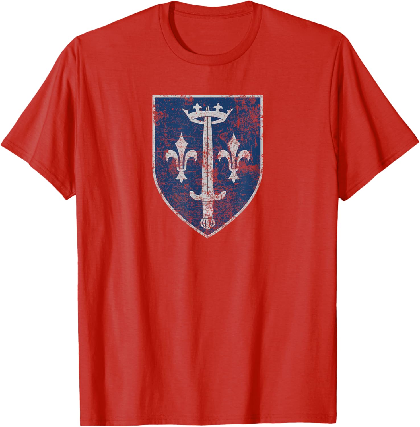 Family Crest of Saint Joan of Arc Distressed Print T-Shirt for Everyone - 16