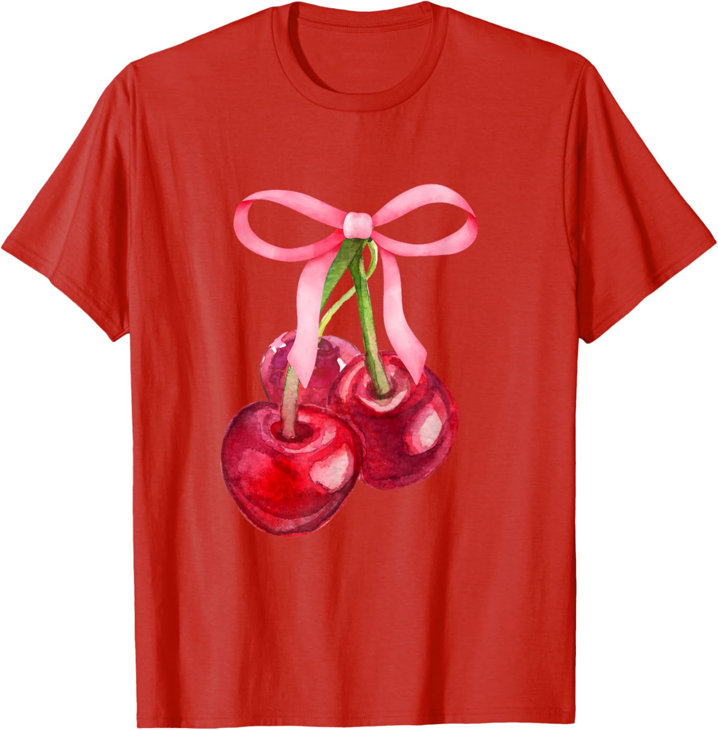 Coquette Red Cherry Pink Bows Preppy Girls T-Shirt for Stylish Kids - 11