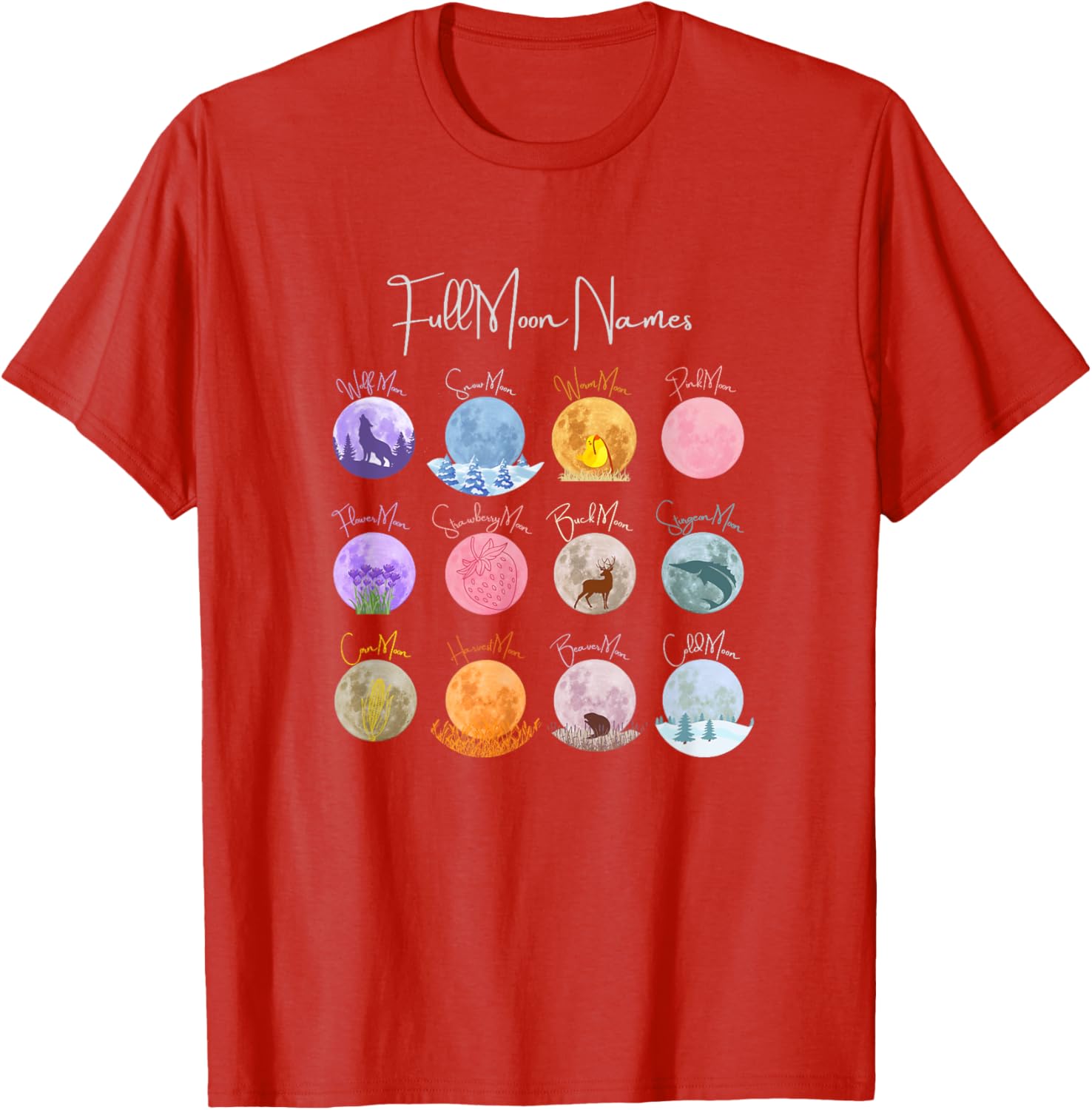 Full Moon Names T-Shirt Lunar Calendar Tees and Accessories Elegance - 7