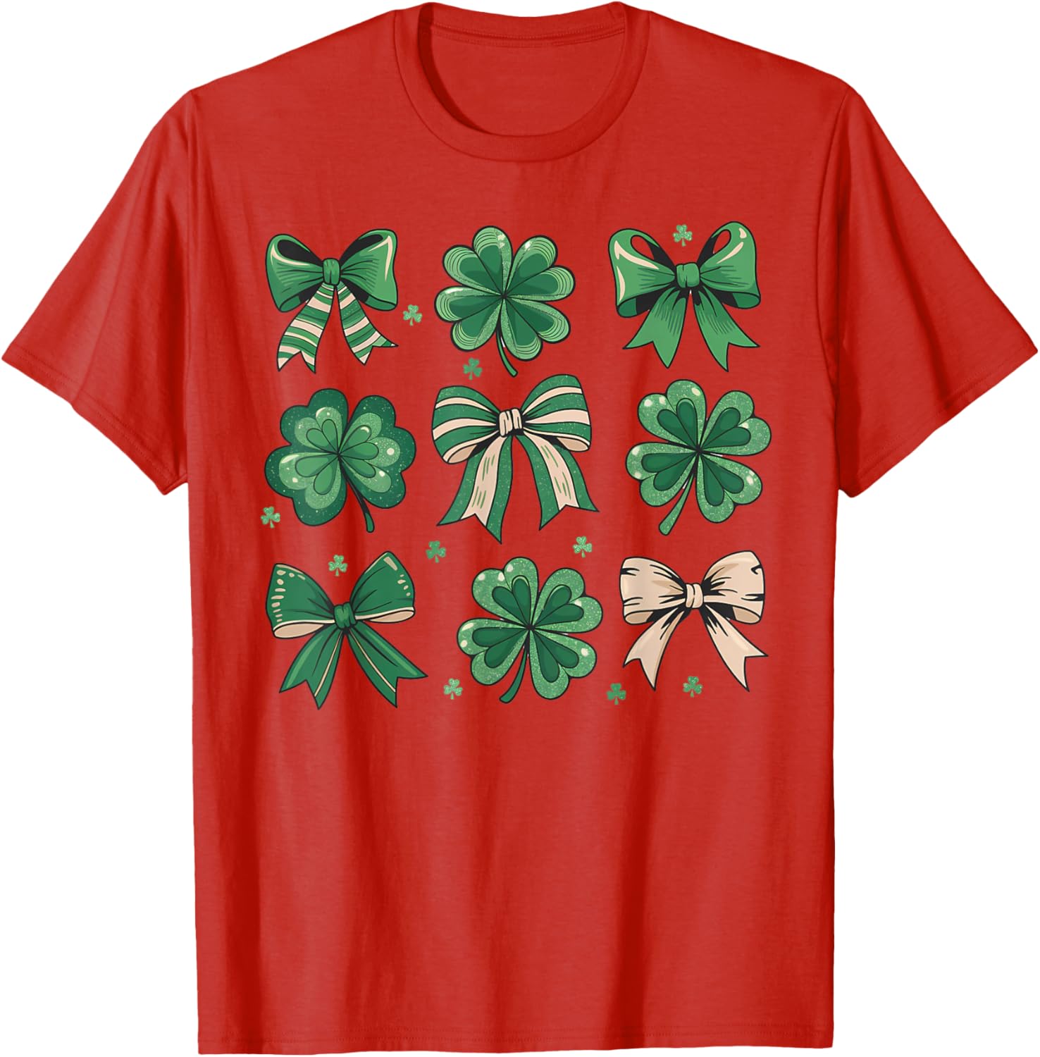 Cute Retro St Patricks Day Shamrock Bow T-Shirt for Festive Fun - 22