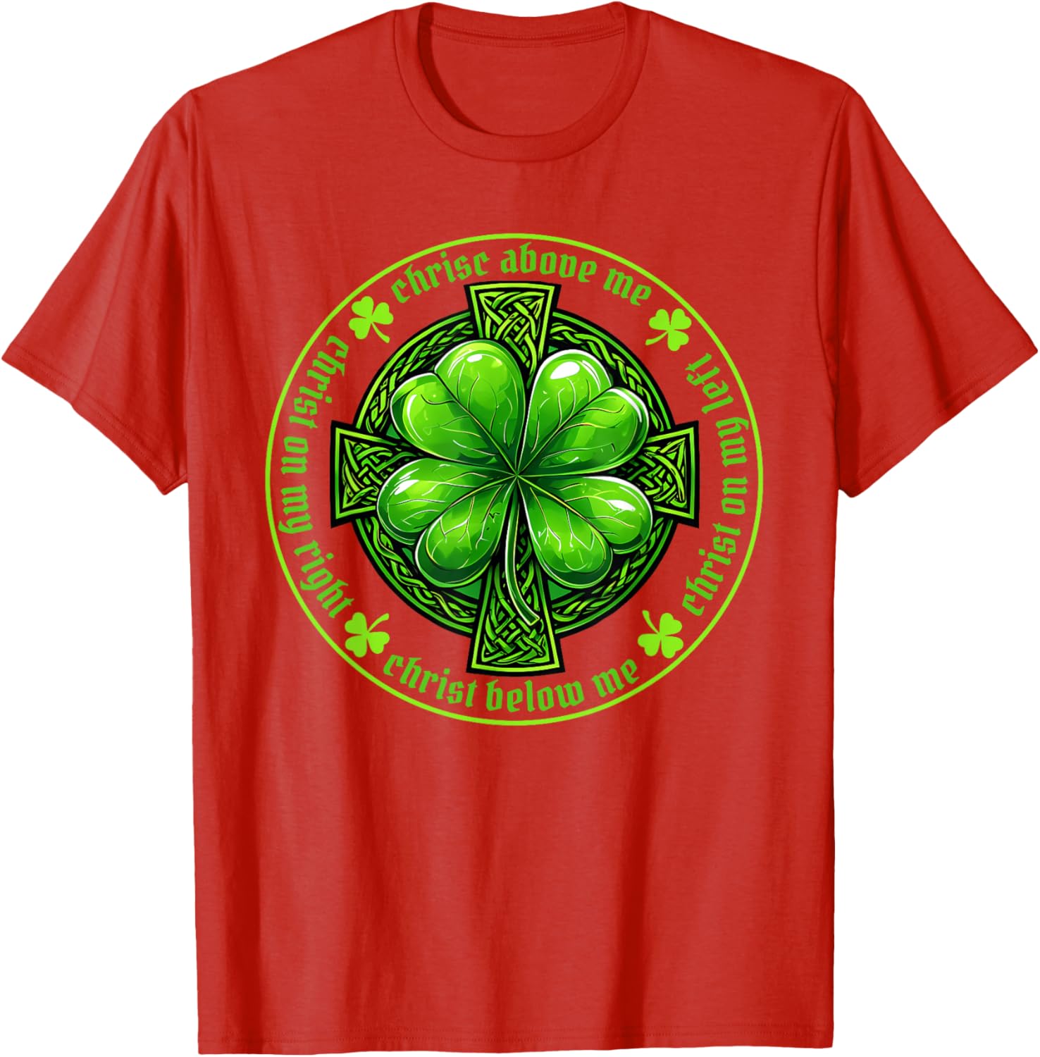 St Patrick's Breastplate Prayer T-Shirt Irish Cross Design for Catholics - 1
