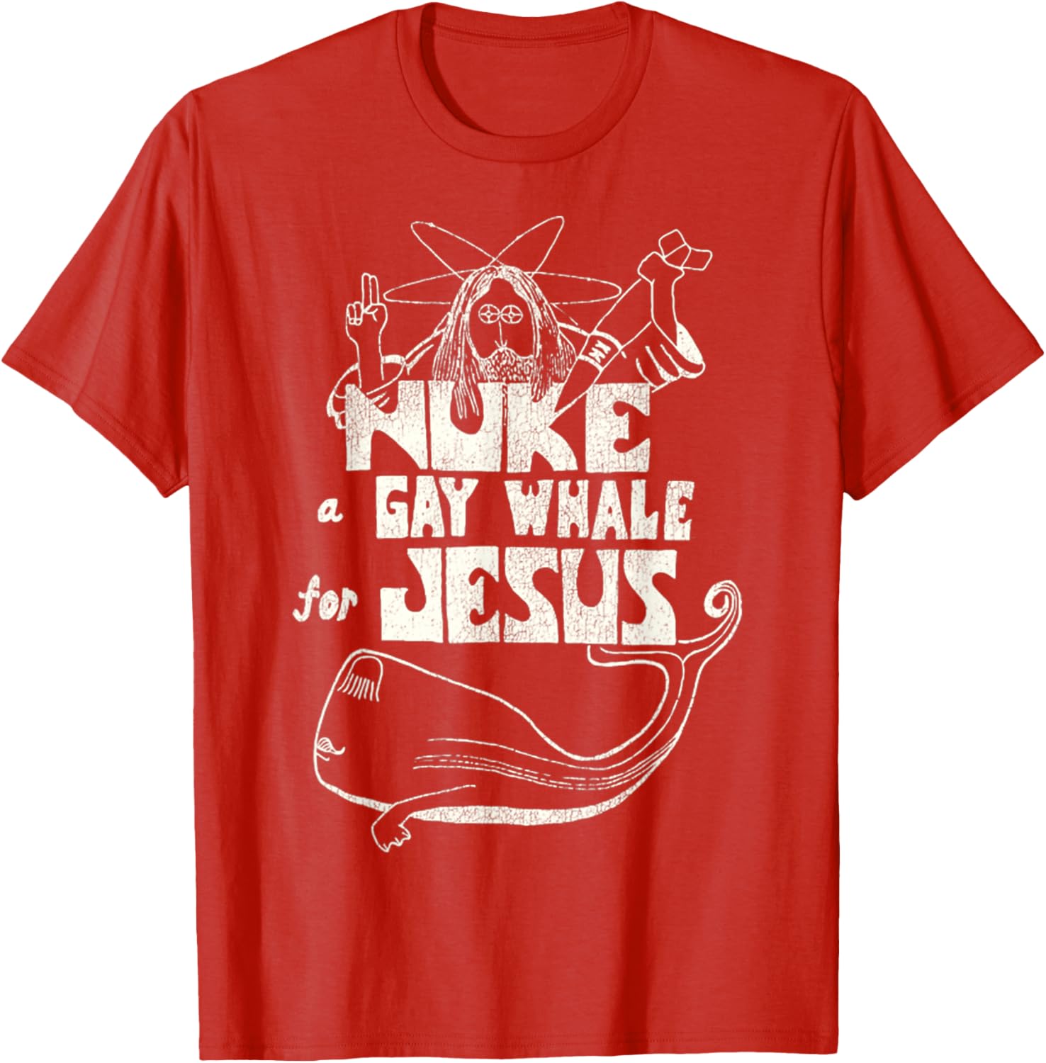 Funny Vintage 80s Nuke a Gay Whale For Jesus T-Shirt for Social Advocacy - 22