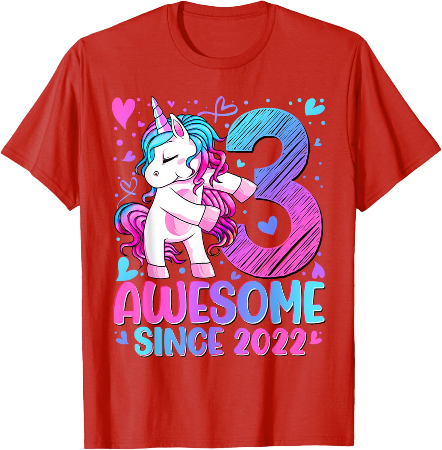 Cute Unicorn T-Shirt for 3 Year Old Girls Birthday Party Gifts - 12
