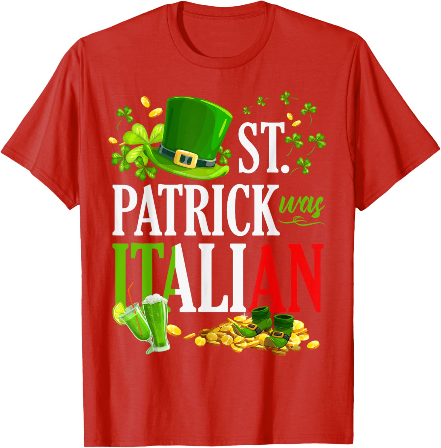 Vintage St Patrick Was Italian Clover Graphic T-Shirt for St Patricks Day - 21