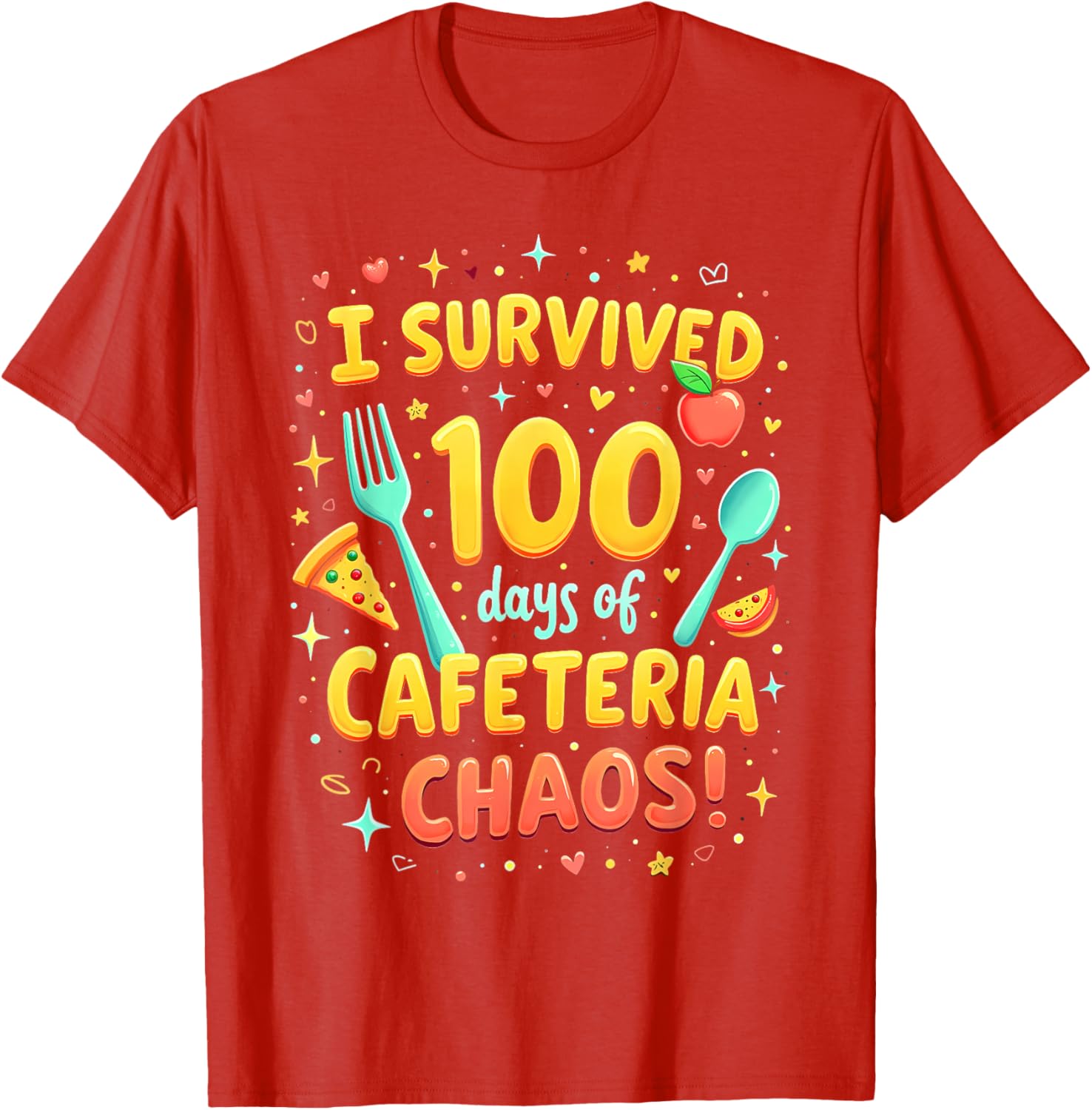 I Survived School Cafeteria Chaos Funny Lunch Lady T-Shirt for Kids - 8