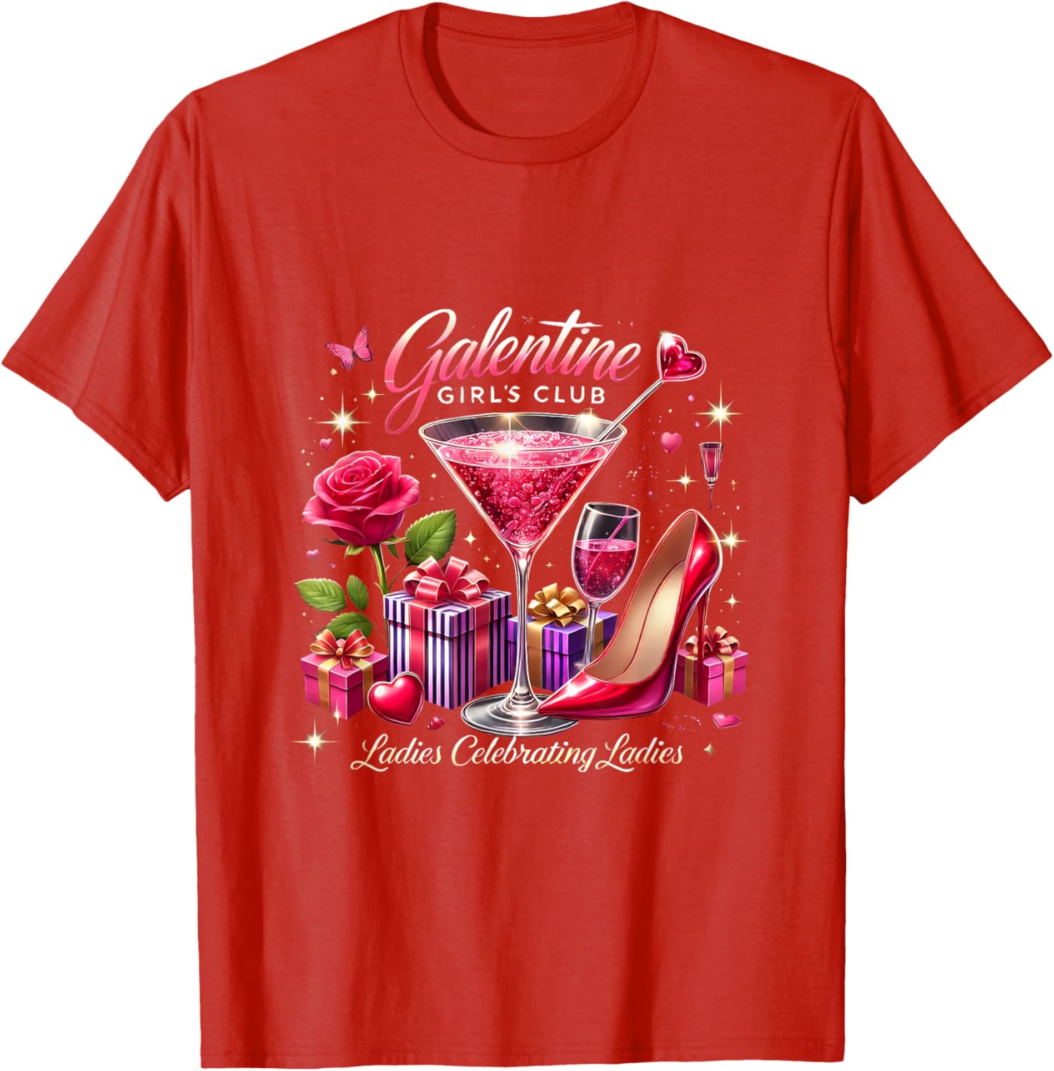 Galentine's Celebration Martini Glass T-Shirt for Fun Girls Night Out - 13