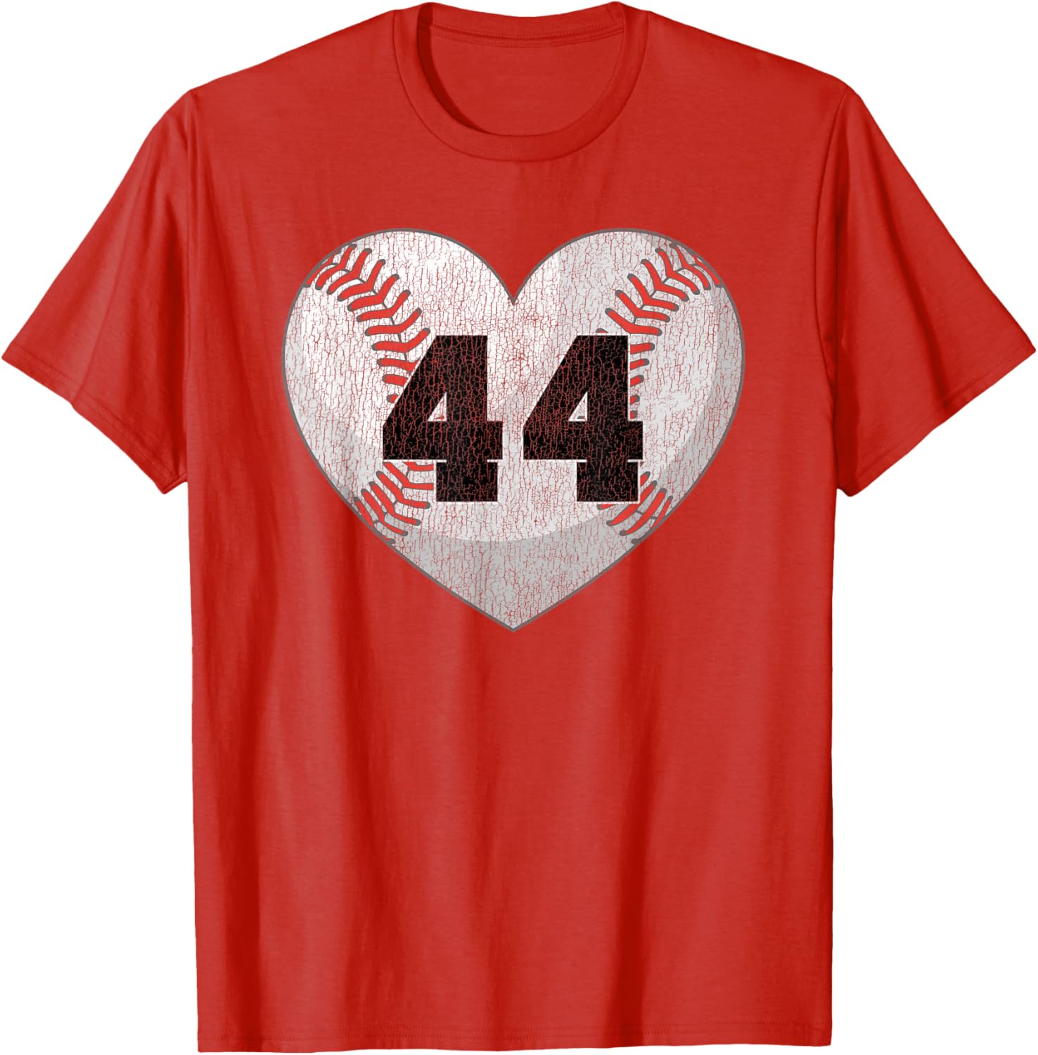 Cute Baseball Number 44 Distressed Heart T-Shirt for Baseball Moms - 24